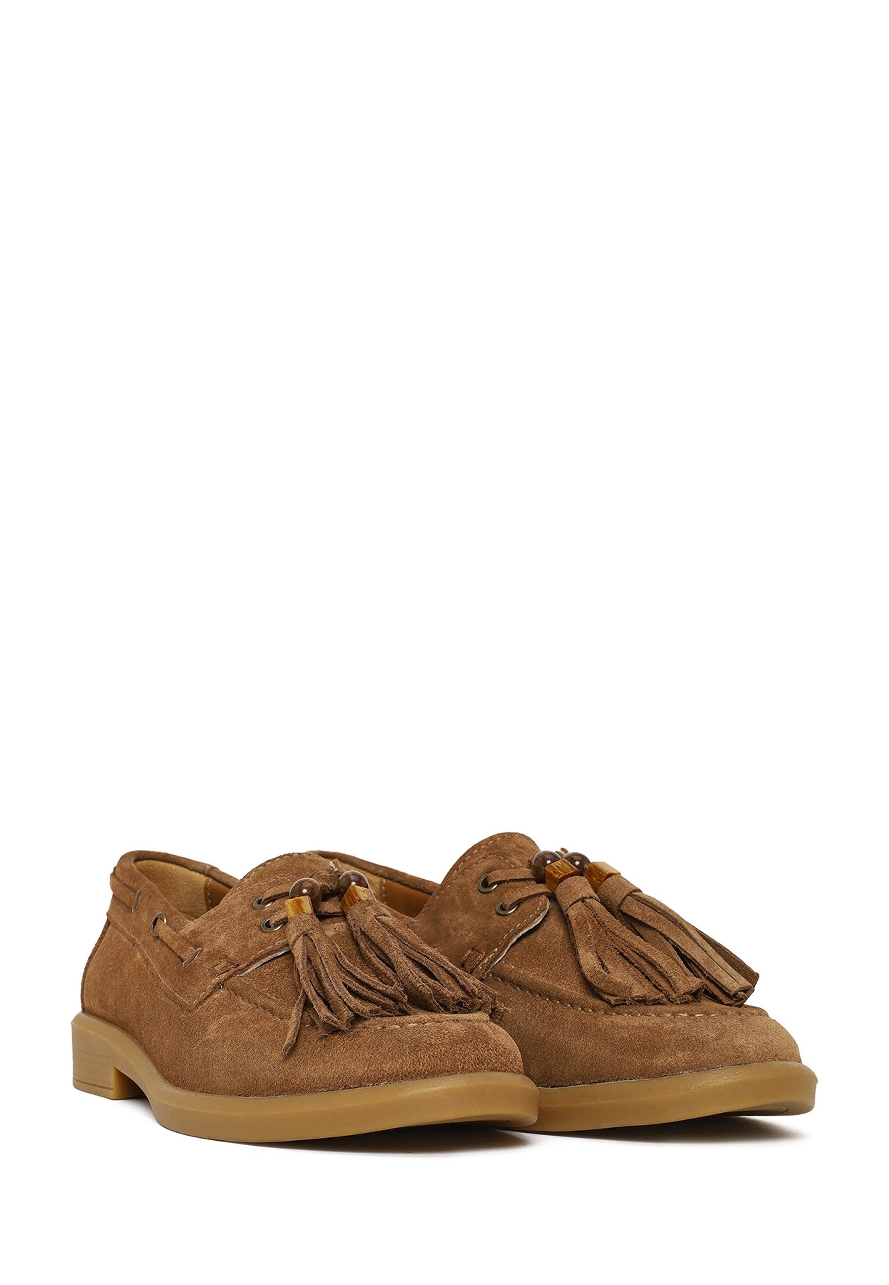 Derimod Schuhe aus Veloursleder Loafer Wildleder-Obermaterial, Textilfutter, Slip-on-Stil, Quasten-Akzent