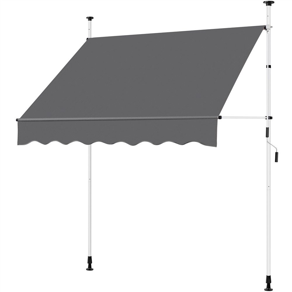 Yaheetech Markise 150/200/250/300 cm (Breite) Klemmmarkise mit Handkurbel Sonnenschutz