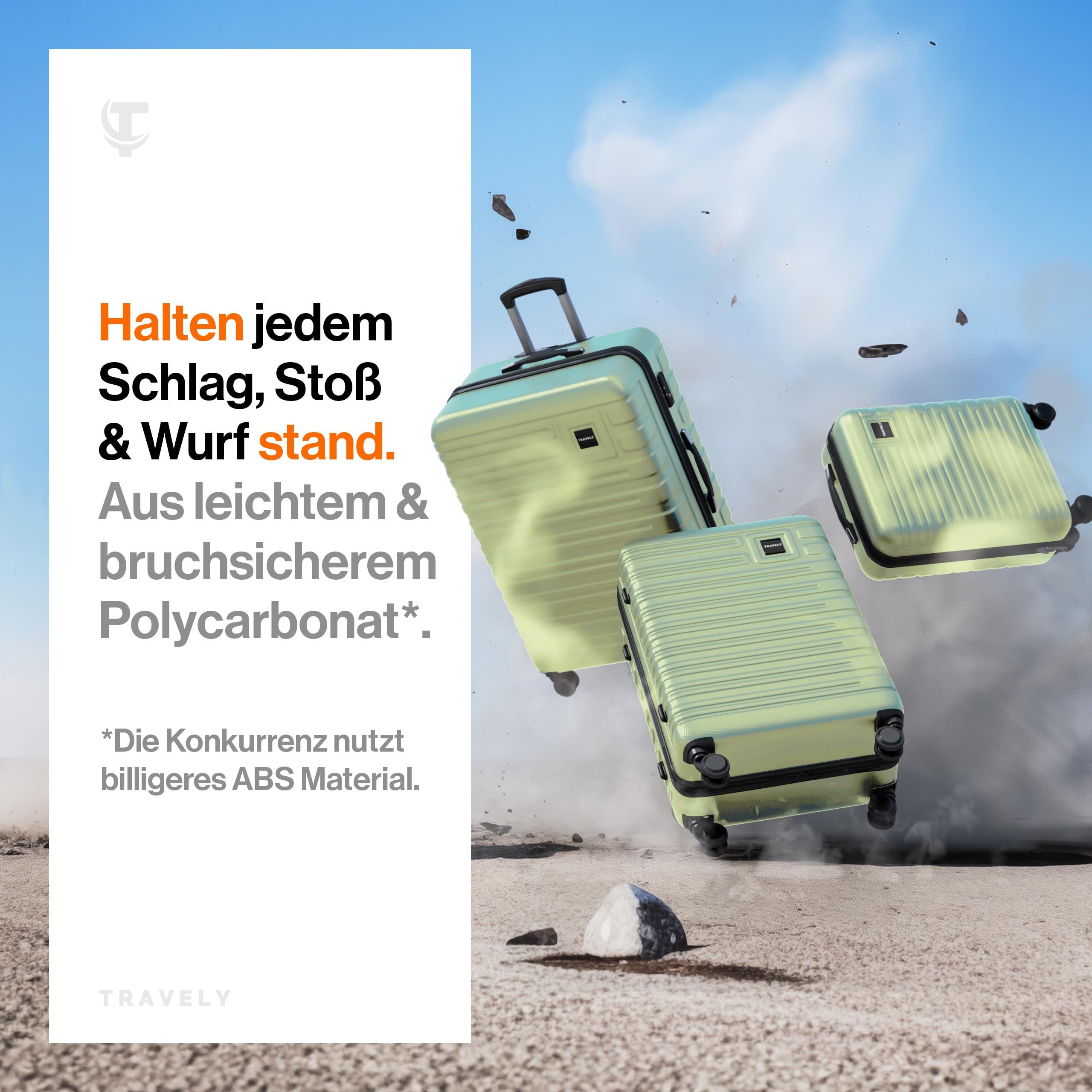 Travely Koffer Polycarbonat Koffer Set - 3 teiliges Kofferset, XL + L + M, günstig online kaufen