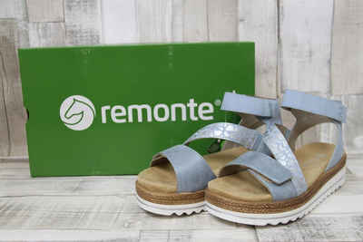 Remonte remonte Damen Klett-Sandale jeansblau-metallic mit Fesselbändchen und Sandalette