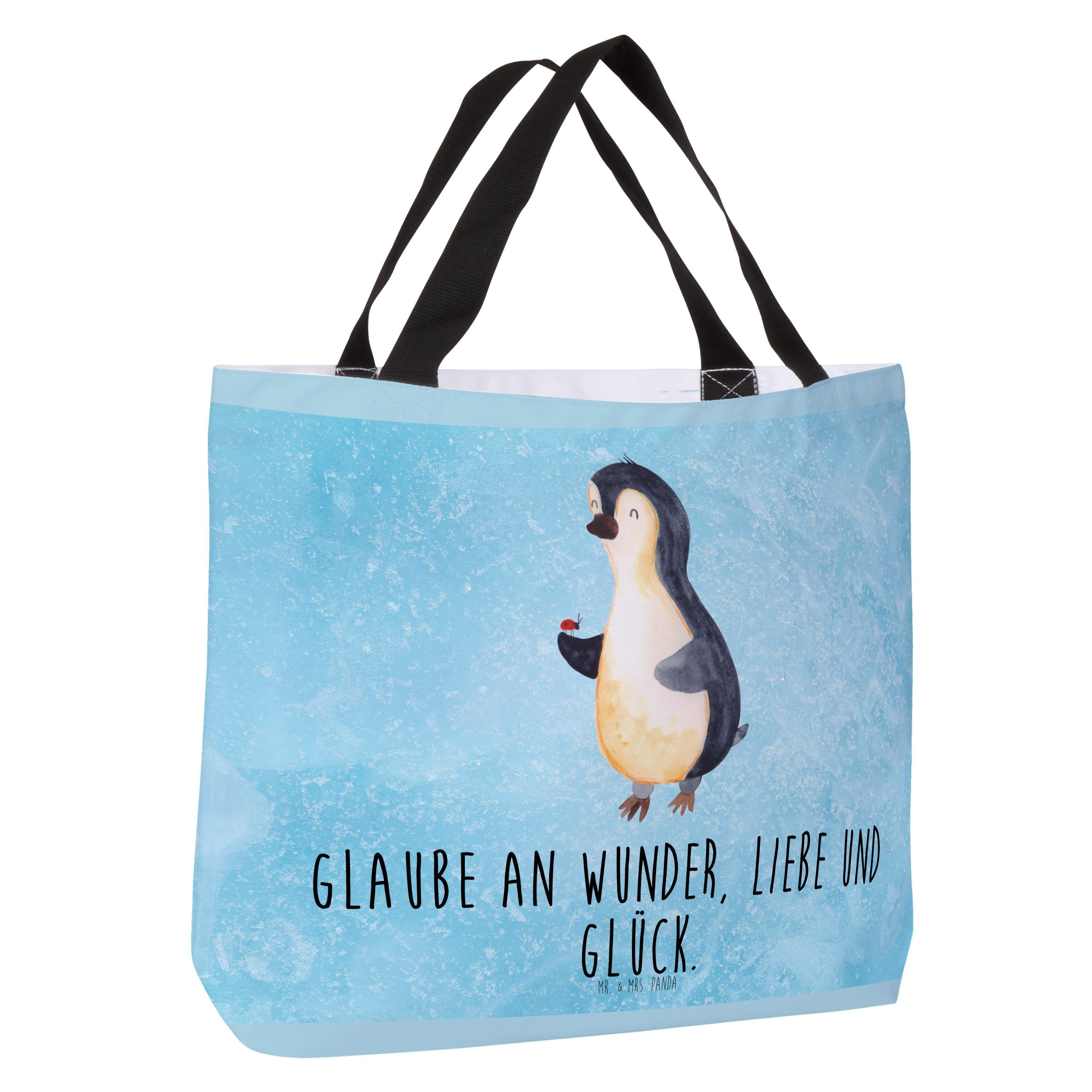 Mr. & Mrs. Panda - (1-tlg) - Pinguine, Geschenk, Marienkäfer Shopper Pinguin Beutel, Eisblau Glück, Wu