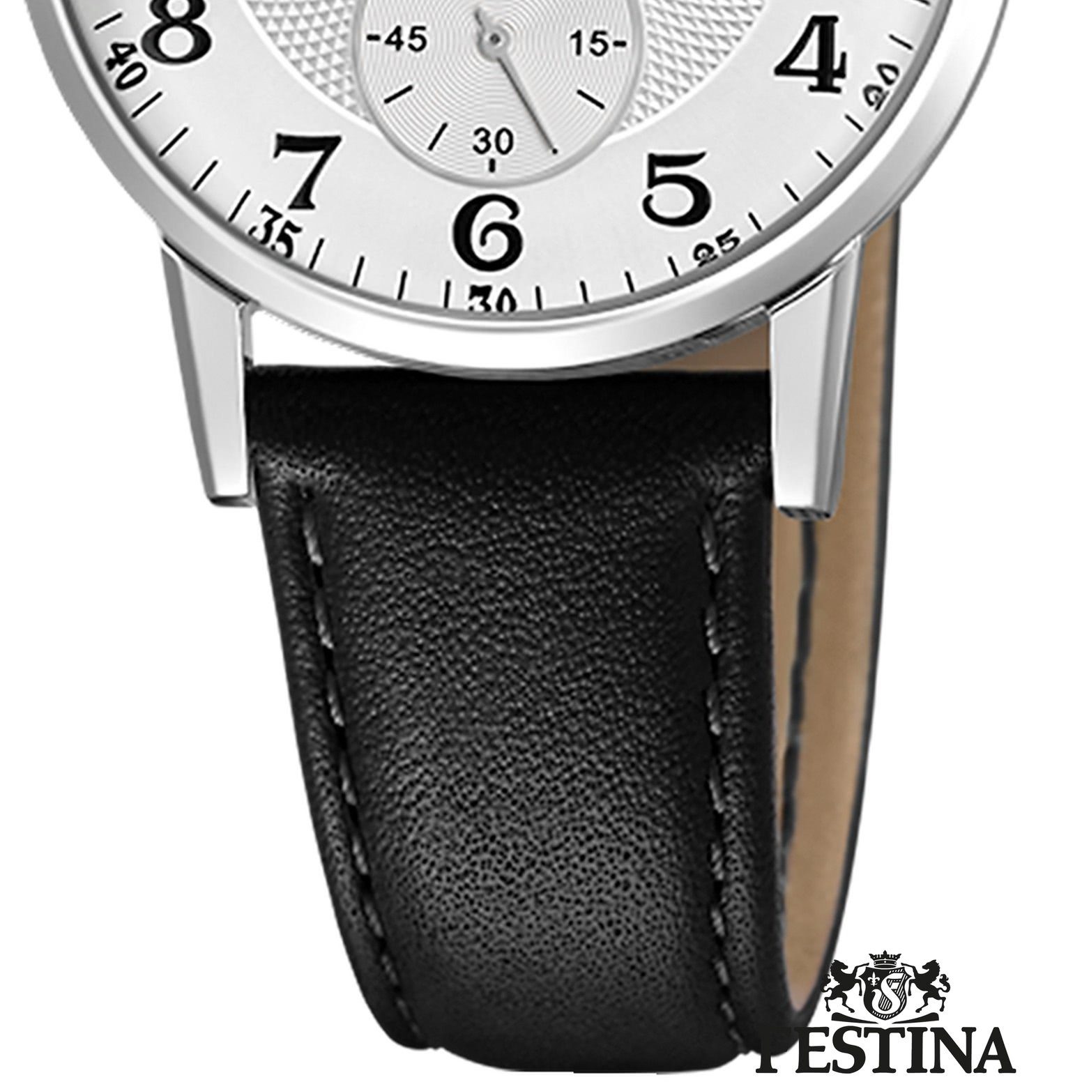 Festina Quarzuhr Festina Damenuhr Klassik, (Analoguhr), Damen Armbanduhr rund, Lederarmband schwarz, Casual