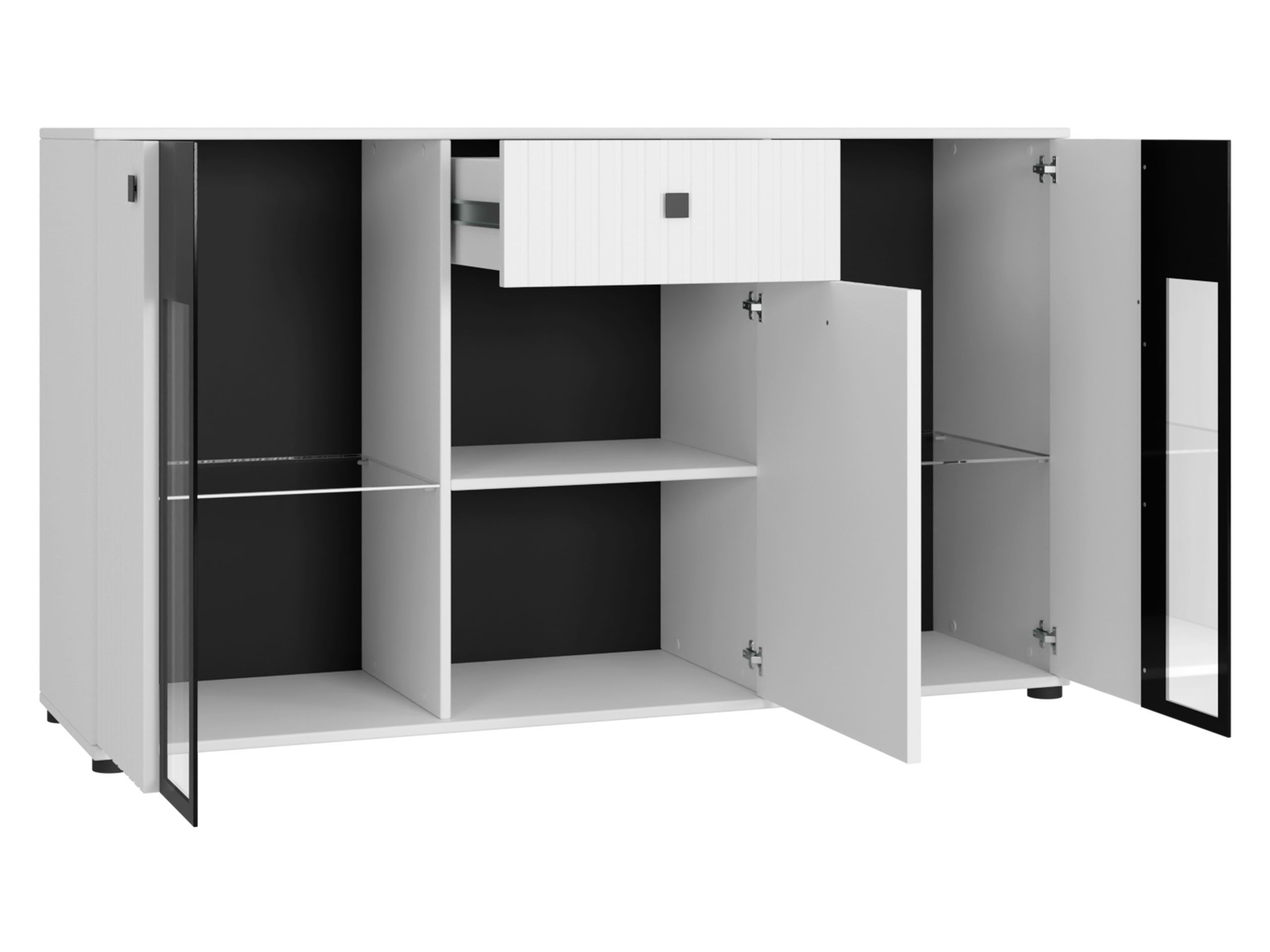 MIRJAN24 Kommode Salsa II (mit 3 Türen und Schublade), mit Glasregale, LED-Beleuchtung als Option – Bild 3 von 5