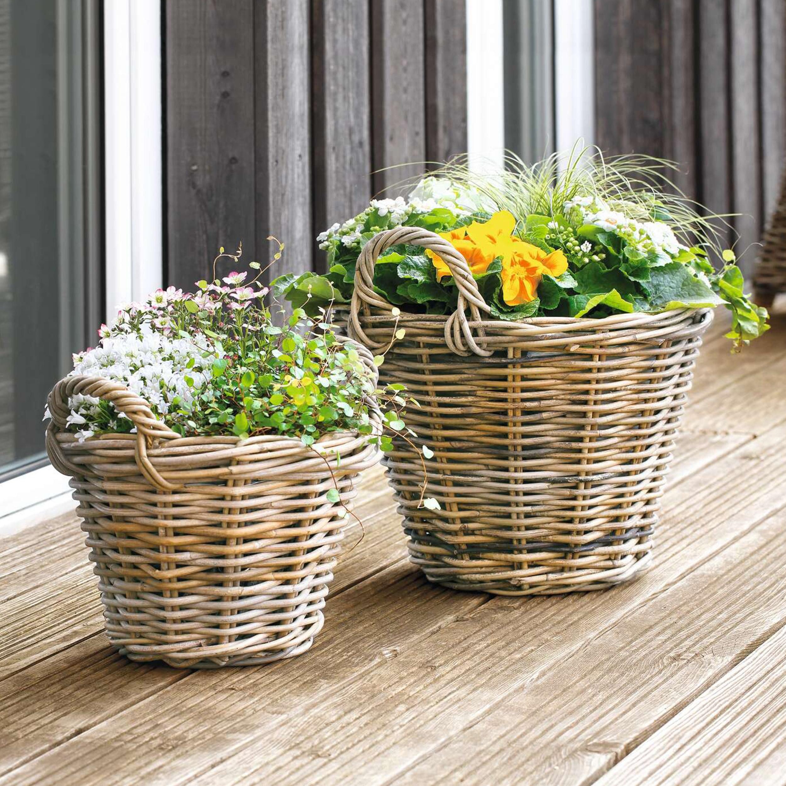 Frank Flechtwaren Allzweckkorb Pflanzkorb Rattan klein Ø 30x23cm – Blumentopf