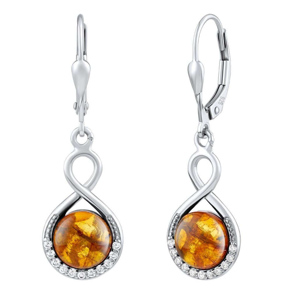 Ohrring-Set Silver earrings with real amber JST147107EJ