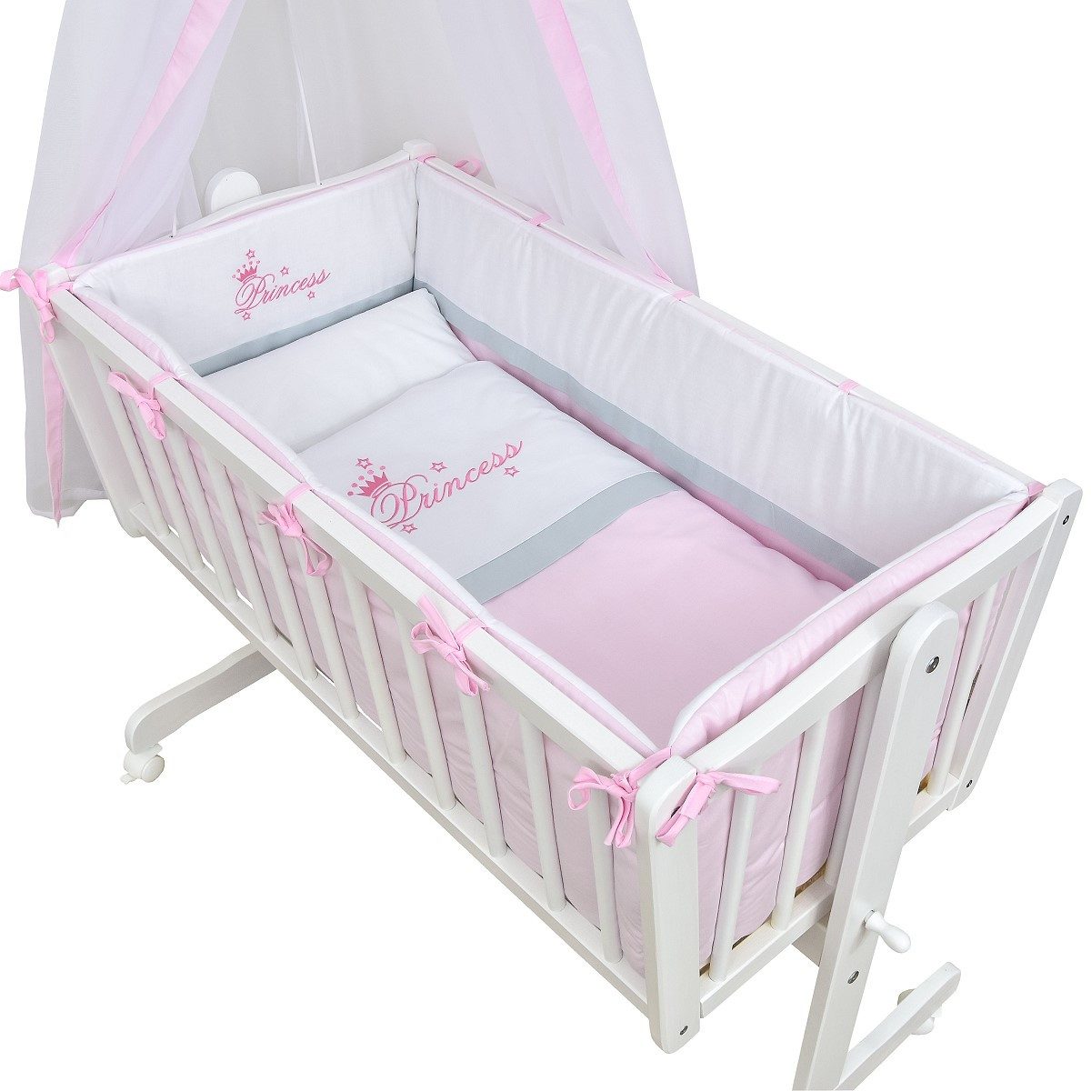 Baby-Delux Stubenbett Babywiege Komplettset, Schaukelwiege Weiß günstig online kaufen