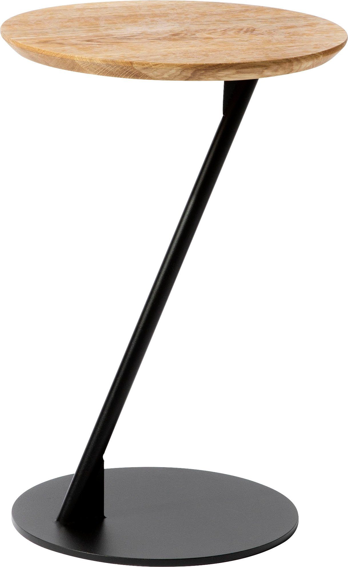 andas Couchtisch Kurikka (B/T/H: 35/35/52 cm), Kaffeetisch, Tischplatte aus massiver Eiche, Gestell aus Metall