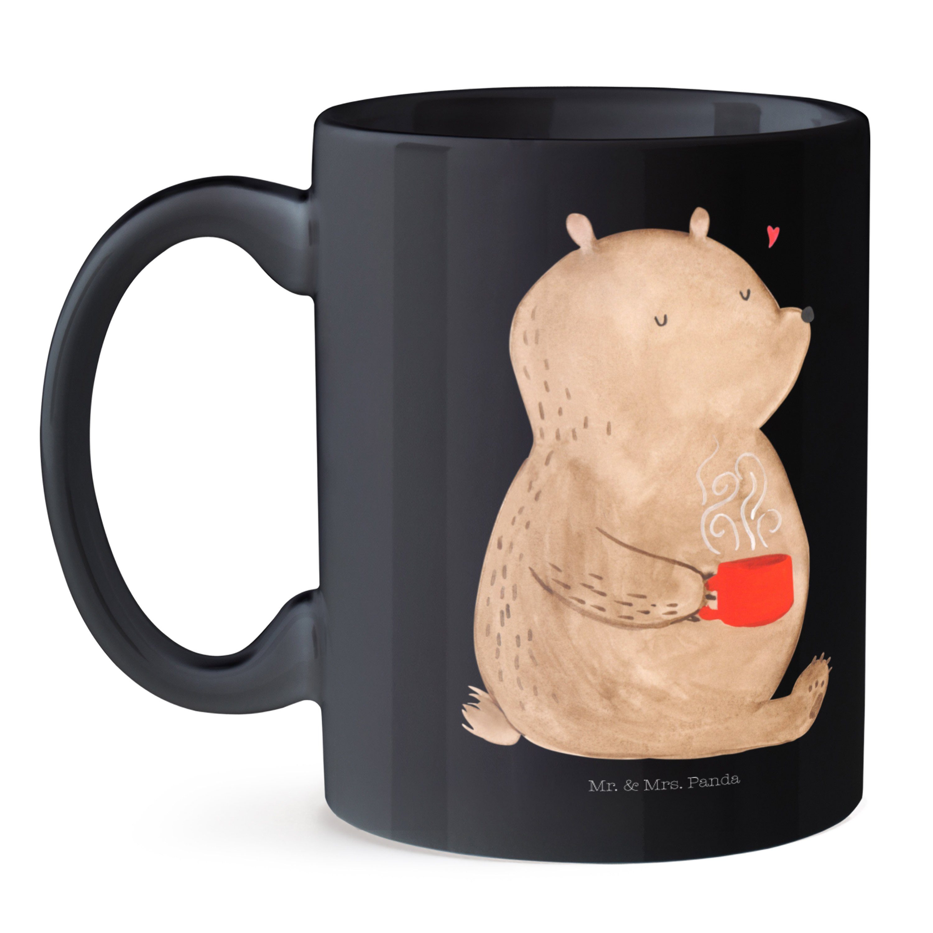 - Tasse Geschenk, Bär Teddybär, Keramik Teddy, - Kaffeebecher, Panda & Kaffee Mrs. Tasse, Schwarz Schwarz Mr.