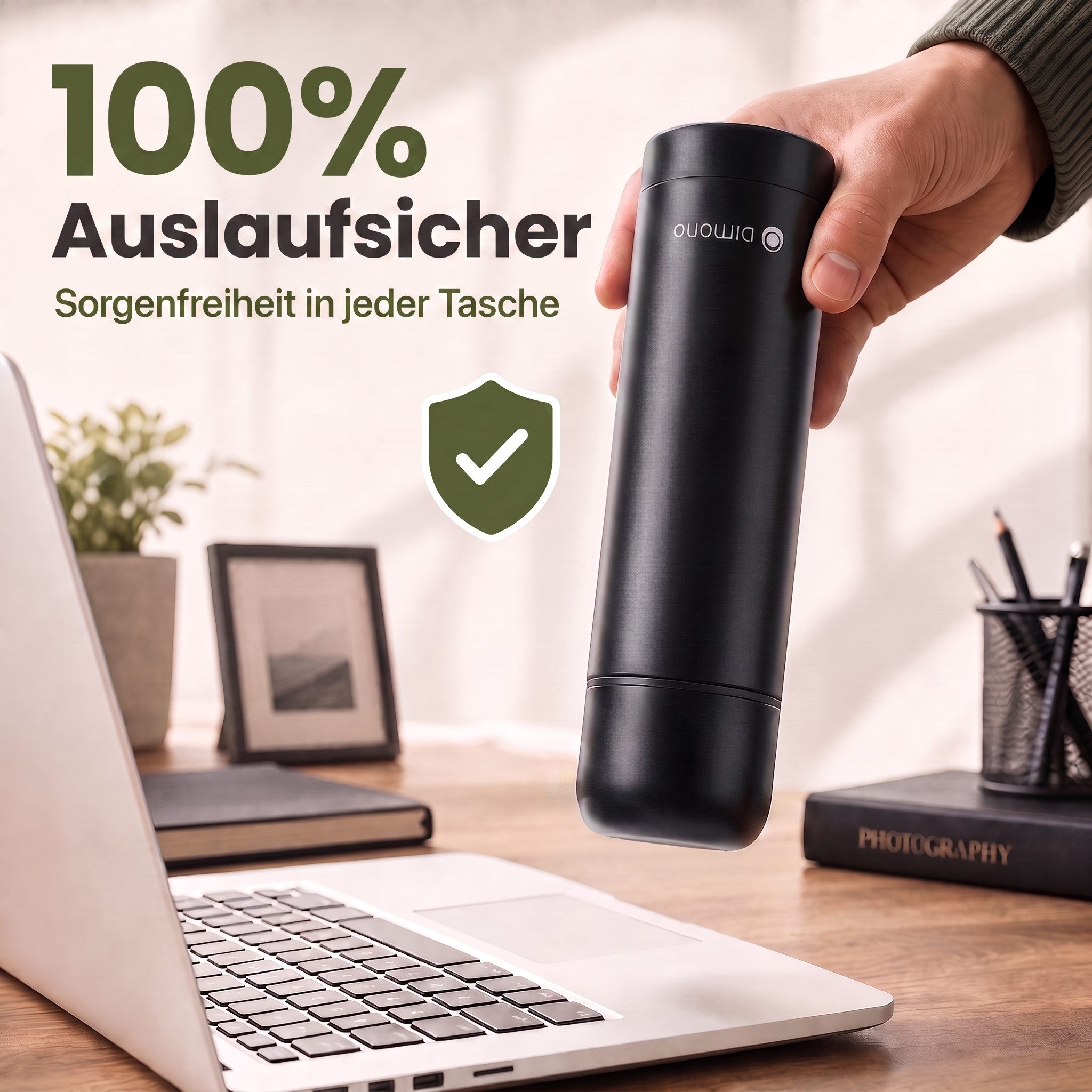 Goods+Gadgets Thermoflasche Edelstahl-Isolierflasche 500/1000ml – Thermosflasche mit Druckknopf, doppelwandiger Thermobecher Isolierkanne