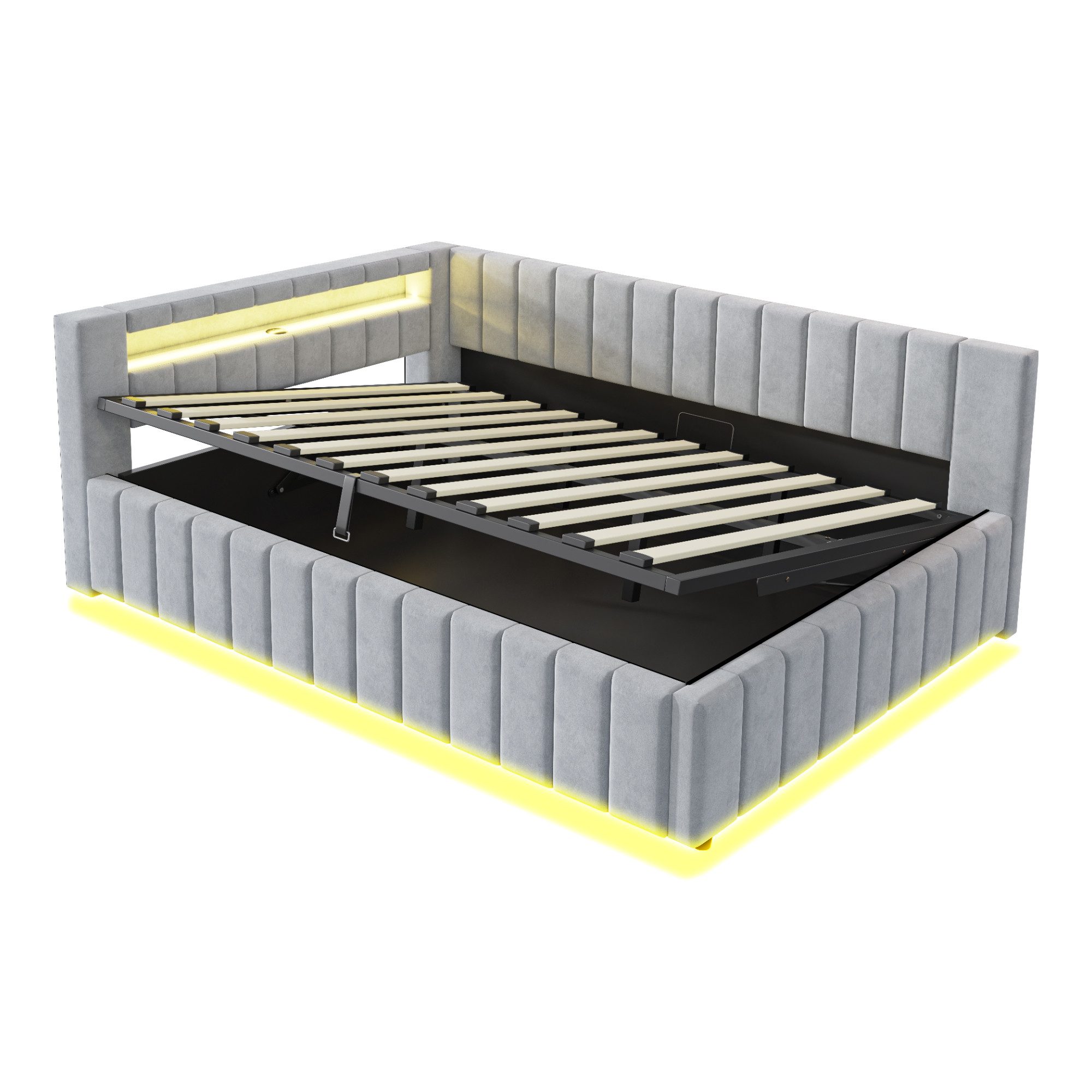 OKWISH Schlafsofa Polsterbett 140x200 mit LED,USB günstig online kaufen
