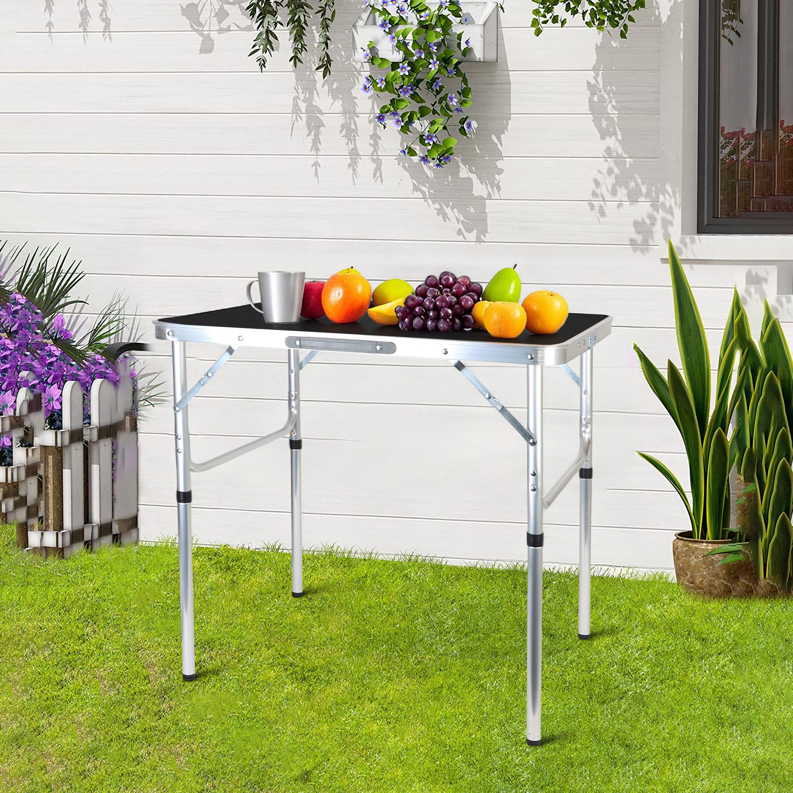 relaxdays Campingtisch klappbar & höhenverstellbar, Schwarz günstig online kaufen