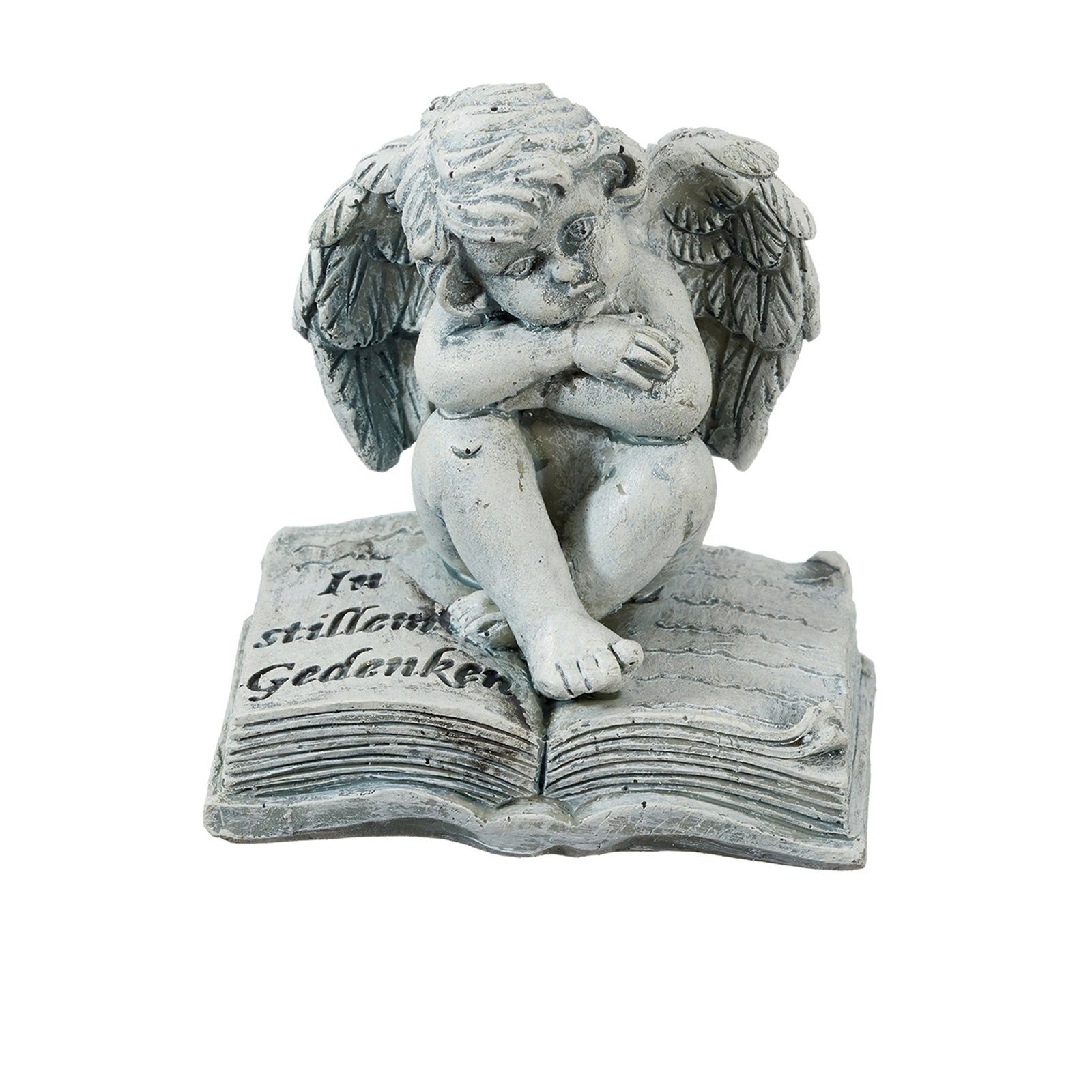 mit HTI-Living Grabschmuck Mini Grabfigur grau Grabengel, Dekofigur Spruch,