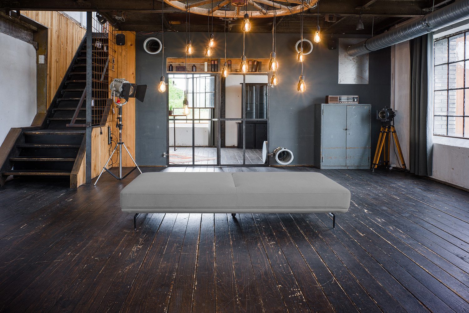 KAWOLA Schlafsofa CANE, Daybed Stoff, mit oder ohne Armlehnkissen, 210x100 cm
