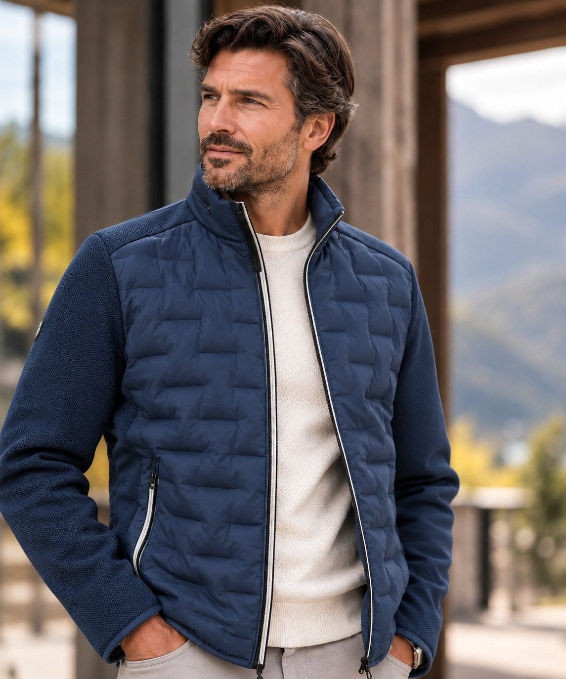 MILESTONE Hybridjacke MSNerano Steppjacke aus Stretch Nylon mit Sorona Isolierung