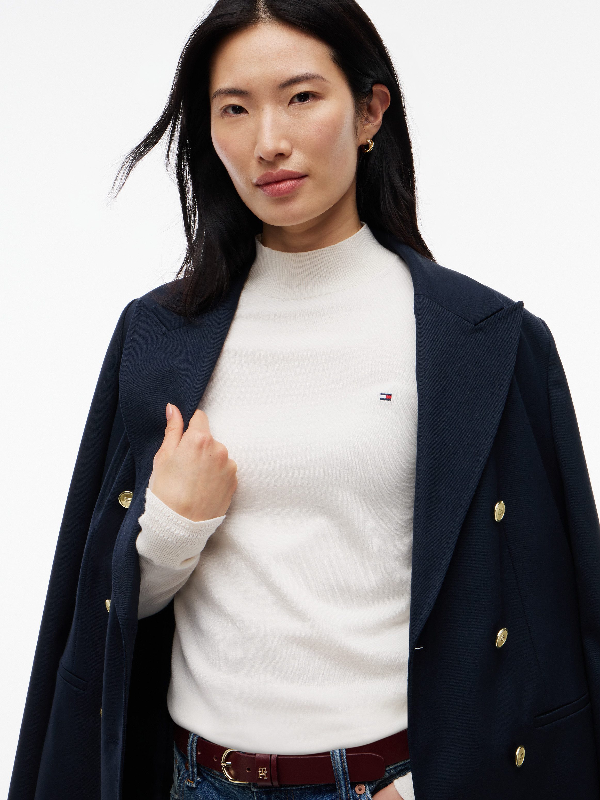Tommy Hilfiger Strickpullover COTTON JERSEY SLIM MK-NK SWT Baumwollmischung, slim fit – Bild 2 von 5