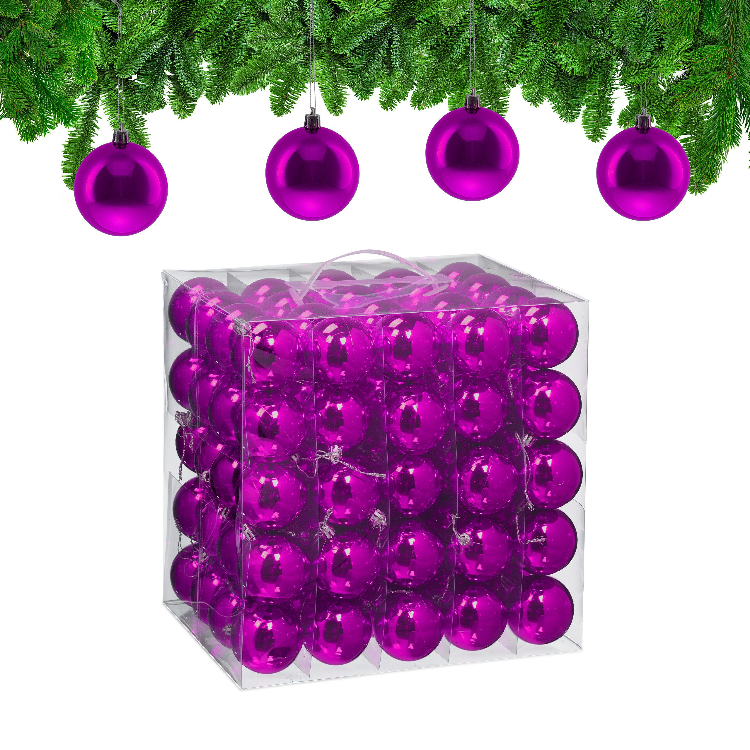 relaxdays Weihnachtsbaumkugel Weihnachtskugeln 100er Set (100 St), Pink