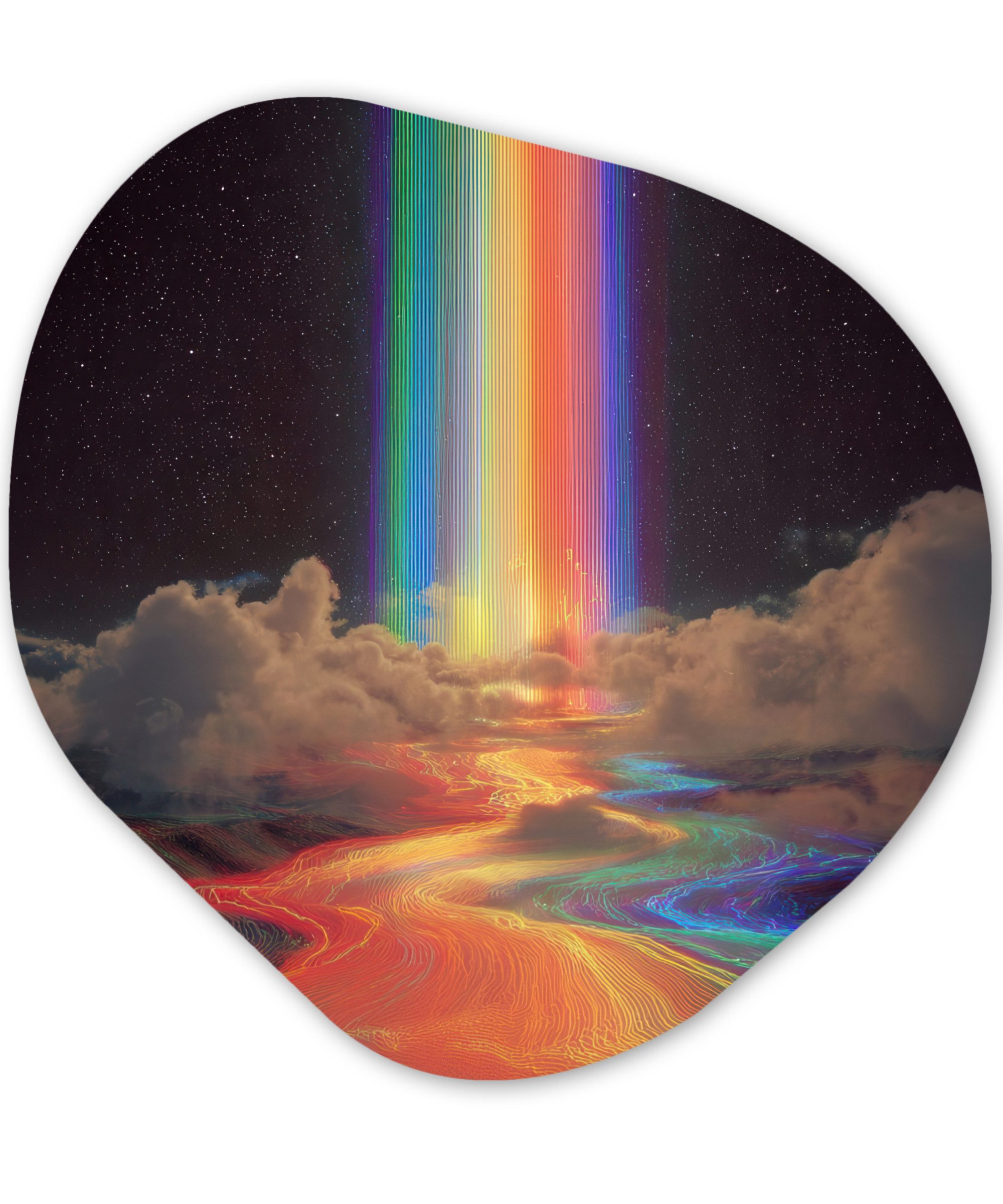 MuchoWow Gemälde Regenbogen - Vertikal - Sternenhimmel - Wolken, Fotodruck (1 St), Wandbild Abstrakt, Wohnzimmer Schlafzimmer Wanddekoration, 40x40 cm