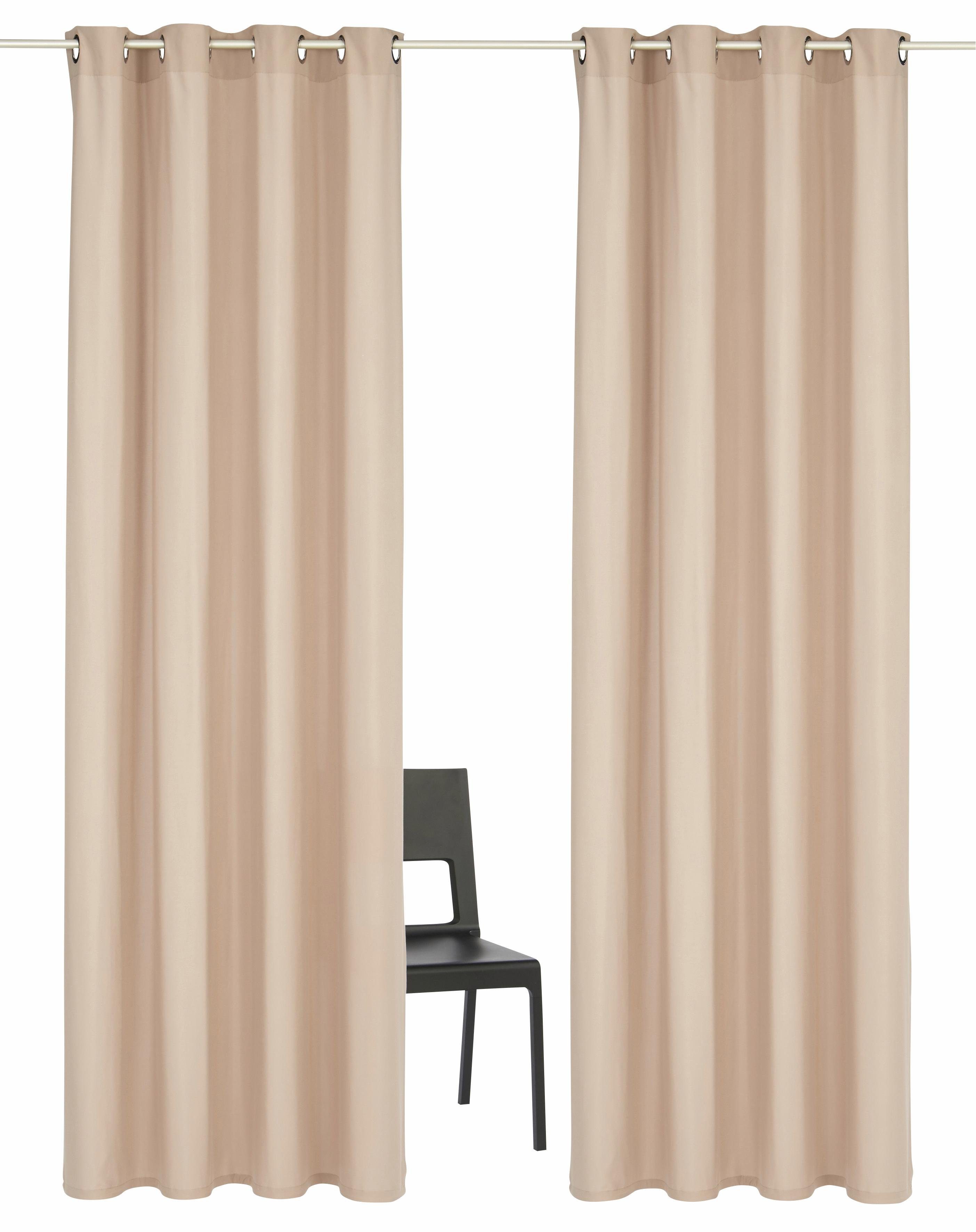 Home affaire Vorhang Parry, Ösen (2 St), blickdicht, Polyester, 2-er Set, blickdicht, monochrom, basic