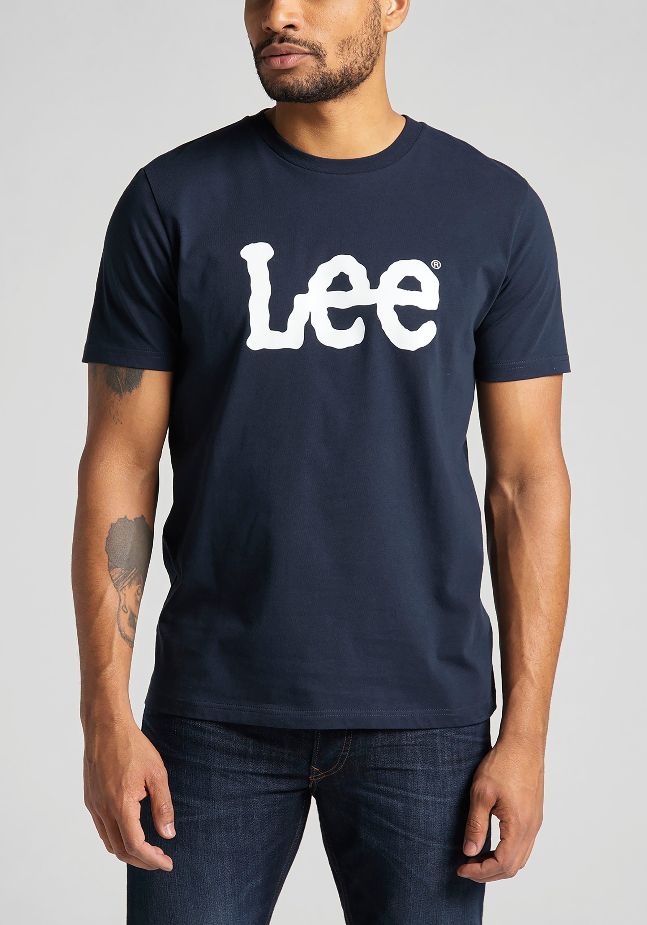 Lee® T-Shirt navy TEE LOGO drop Wobbly