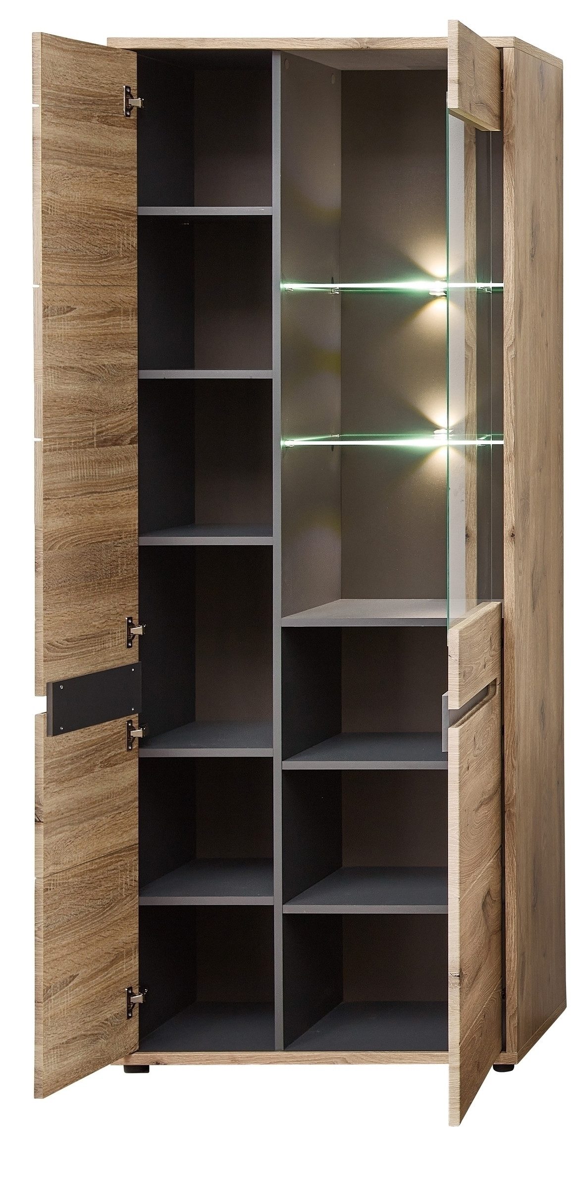freiraum Stauraumvitrine Bellano in Viking Oak Dekor - 80x202x38 (BxHxT)