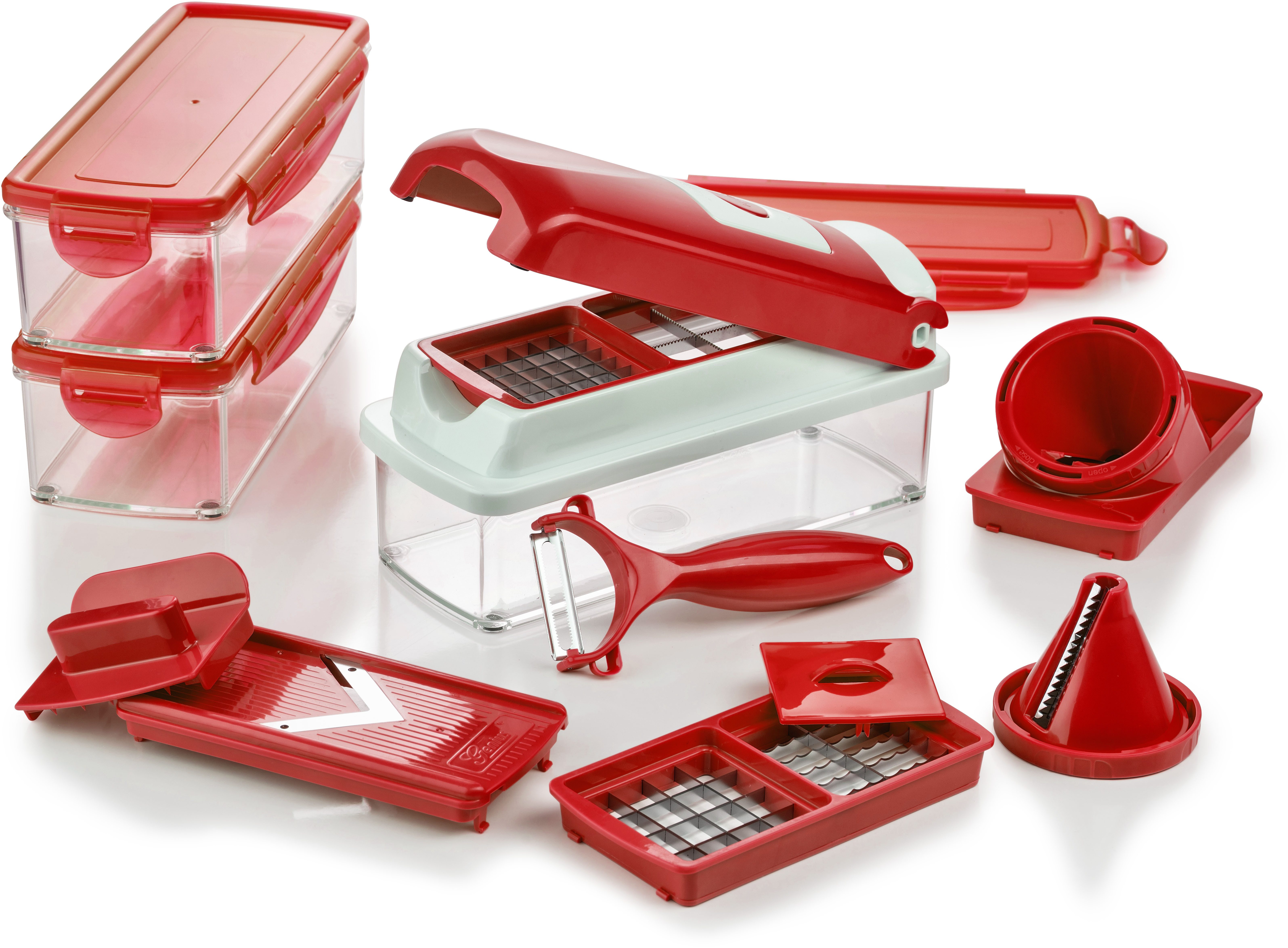 Genius Gemüseschneider Nicer Dicer Smart, inkl. Julietti, Set 16-tlg., Würfel, Stifte, Scheiben, Streifen, Viertel und Gehobeltes!