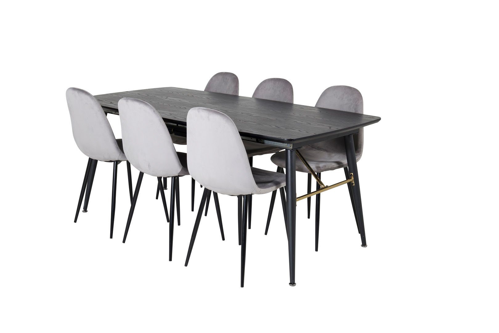 (7-tlg) Lä, schwarz;grau Gold Tisch Essgruppe Esstisch Essgruppe ebuy24 ausziehbarer