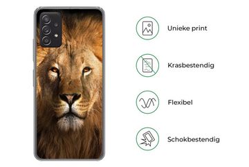 MuchoWow Handyhülle Löwe - Tiere - Schwarz - Hell - Braun - Porträt, Phone Case, Handyhülle Samsung Galaxy A53, Silikon, Schutzhülle