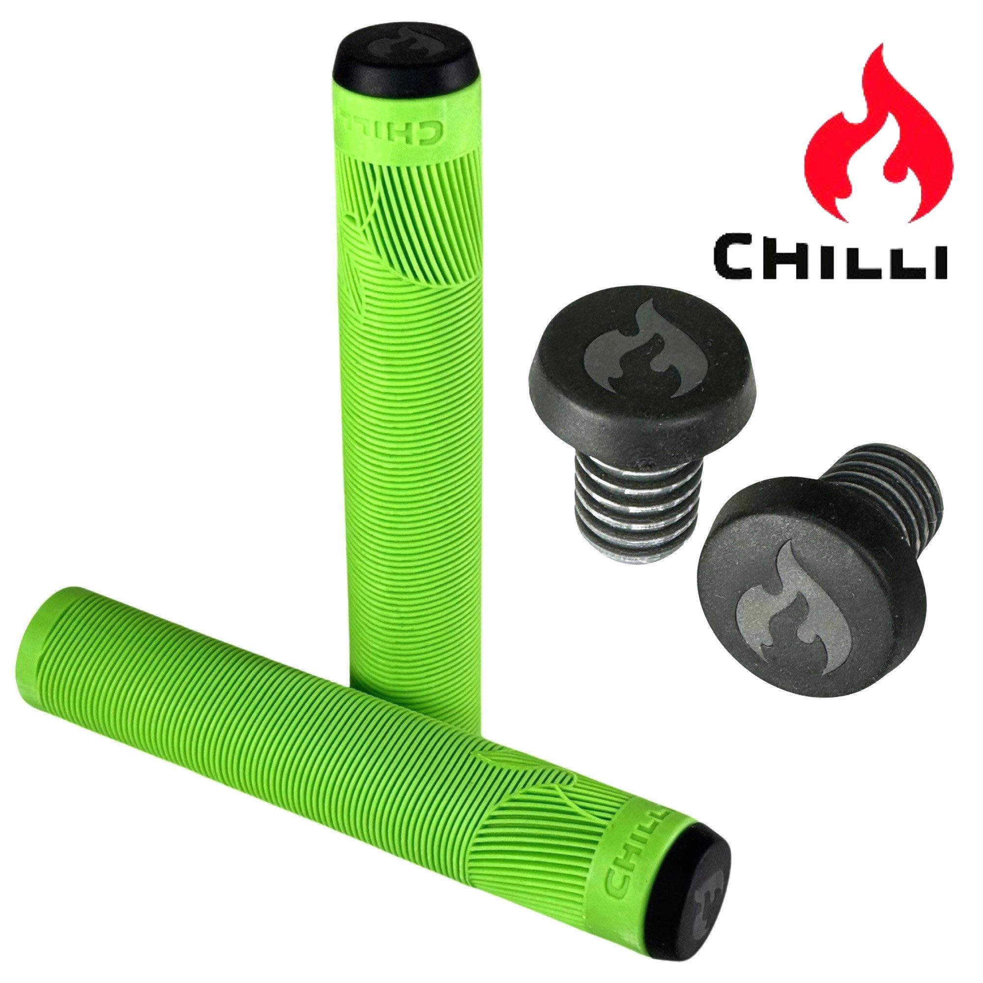 Chilli Pro Scooter Stuntscooter Chilli Stunt-Scooter / BMX / Dirt Fahrrad Griffe XL & Barends grün