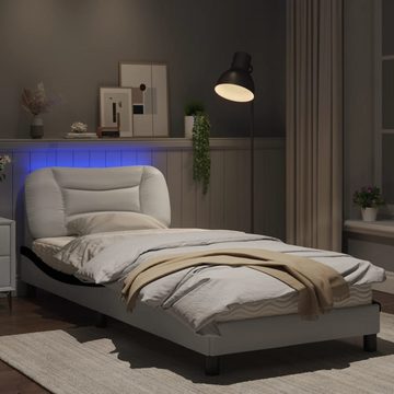 vidaXL Bett Bettgestell mit LED Weiß und Schwarz 90x190 cm Kunstleder
