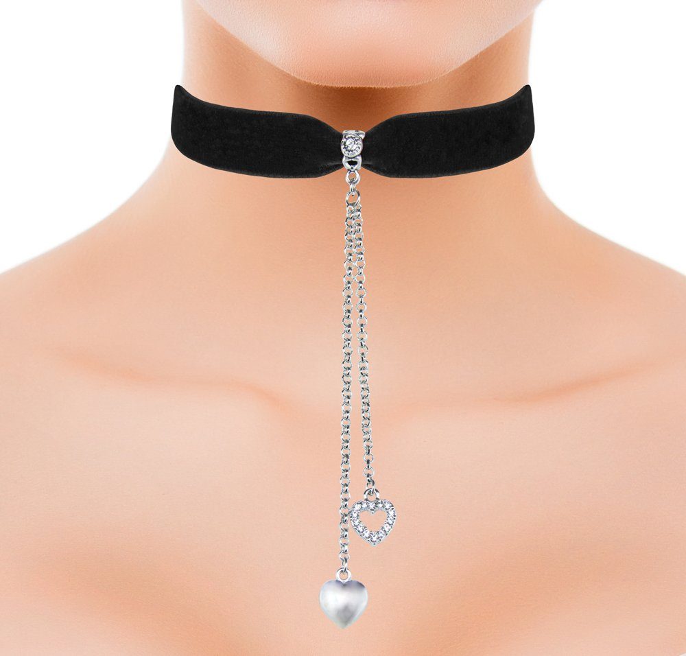 LUISIA® Collier Samt Kropfband mit Herz und Swarovski® Kristall (inkl. Schmuckbox)