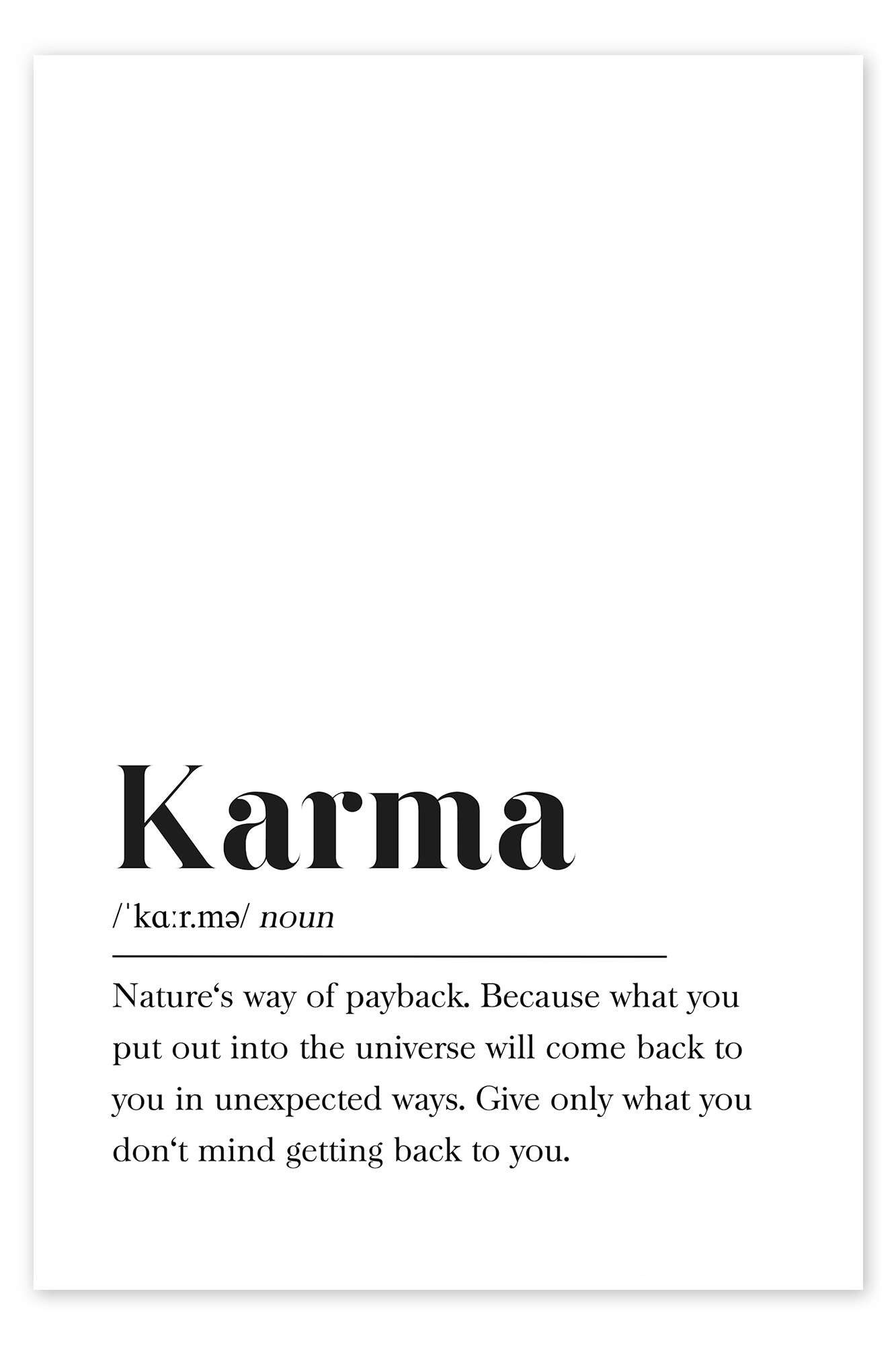 Posterlounge Wandbild Karma Definition (englisch), aemmi, erhältlich als Poster, Leinwandbild, Wandsticker oder Acrylglasbild