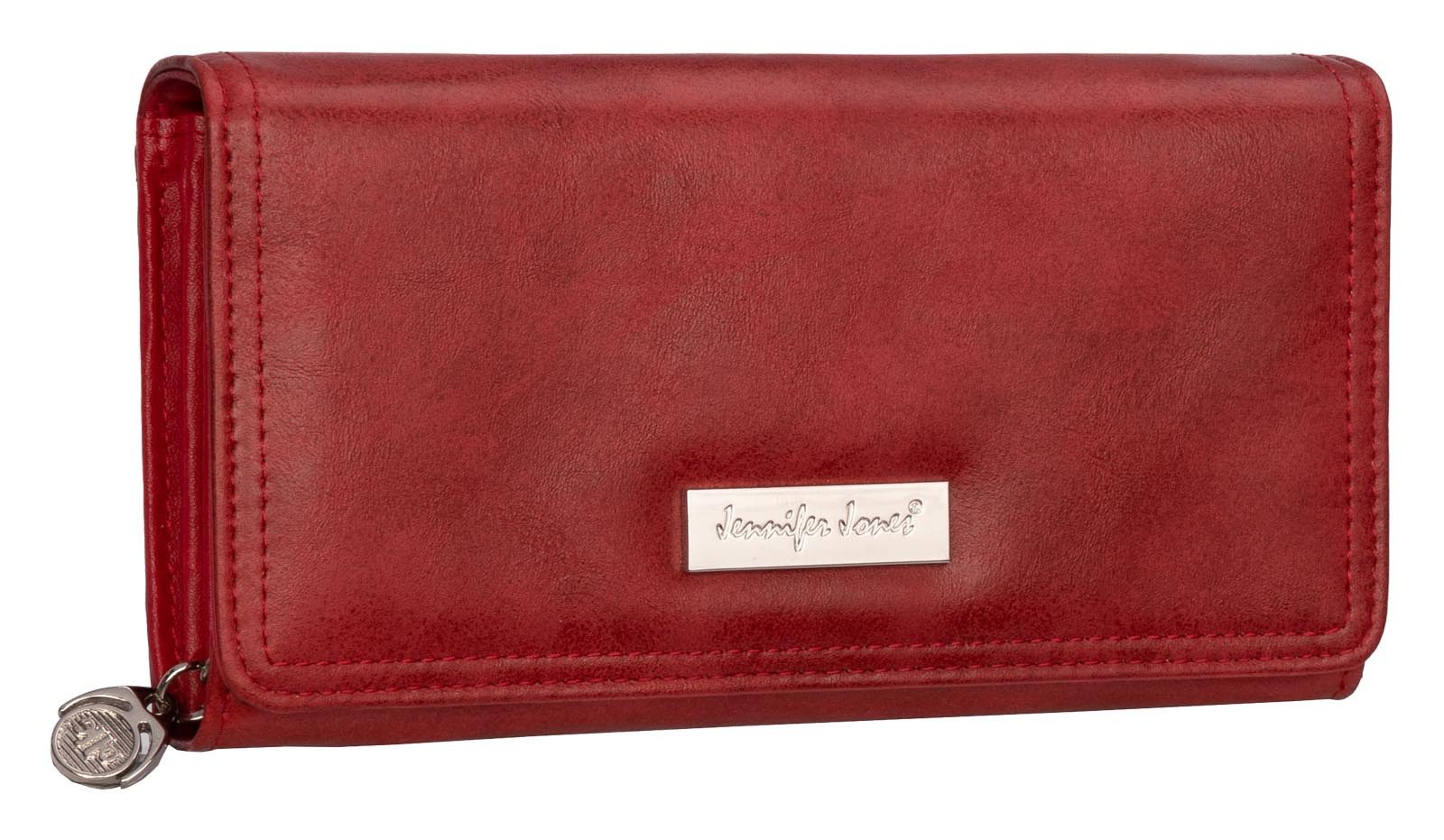 Jennifer Jones Geldbörse JENNIFER JONES Damen Geldbörse Portemonnaie Rot, Damen Geldbörse klappbar mit Reißverschluss Portemonnaie Geldbeutel