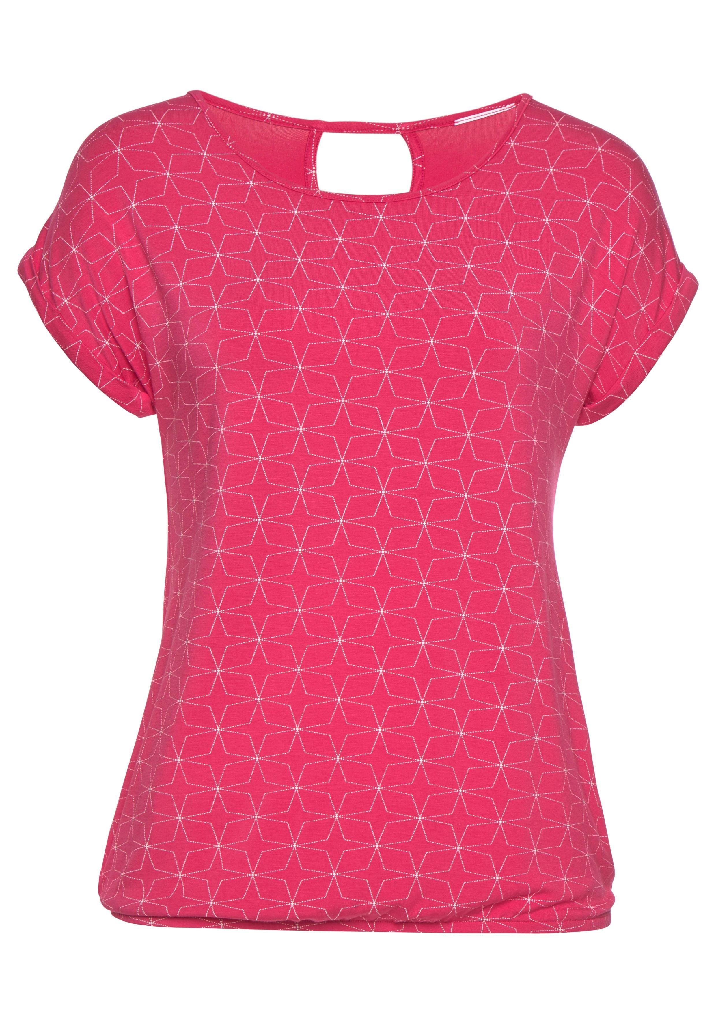 weiß mit pink, T-Shirt im Nacken Cut-Out kleinem (2er-Pack) LASCANA