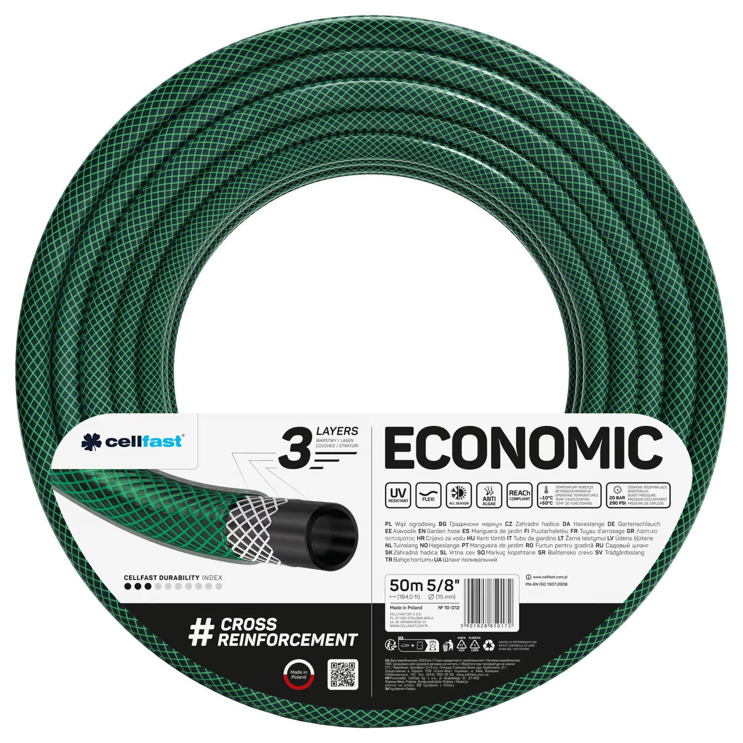 Cellfast Gartenschlauch Economic Gartenschlauch 5/8'', mit kreuzgeflochtenem Polyestergewebe