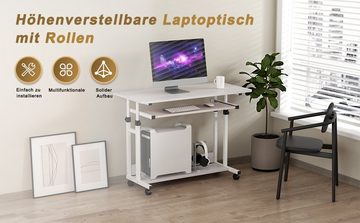Dripex Laptoptisch Computertisch höhenverstellbar Schreibtisch mit Rollen, Höhenverstellbar