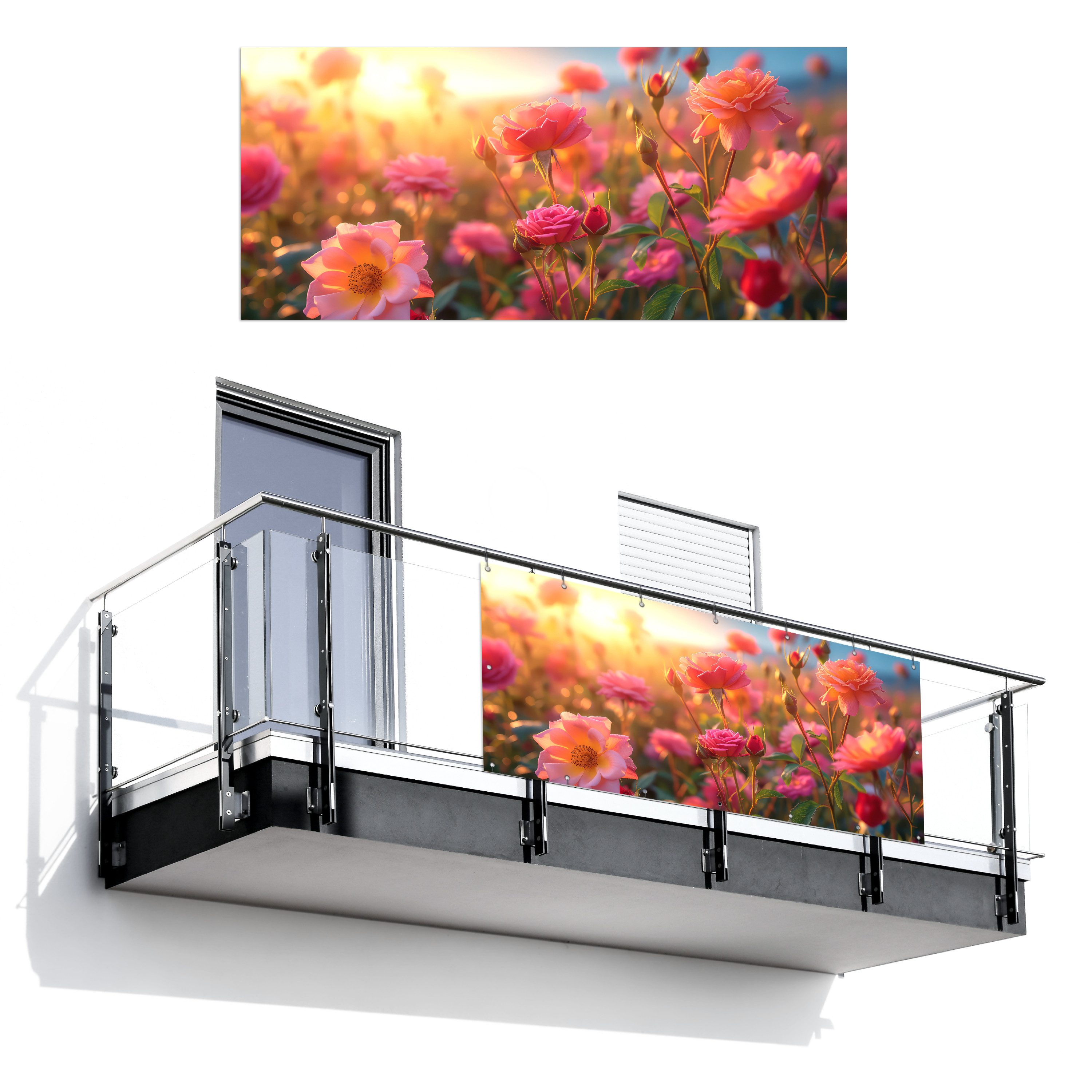 MuchoWow Balkonsichtschutz Blumen - Rosen - günstig online kaufen
