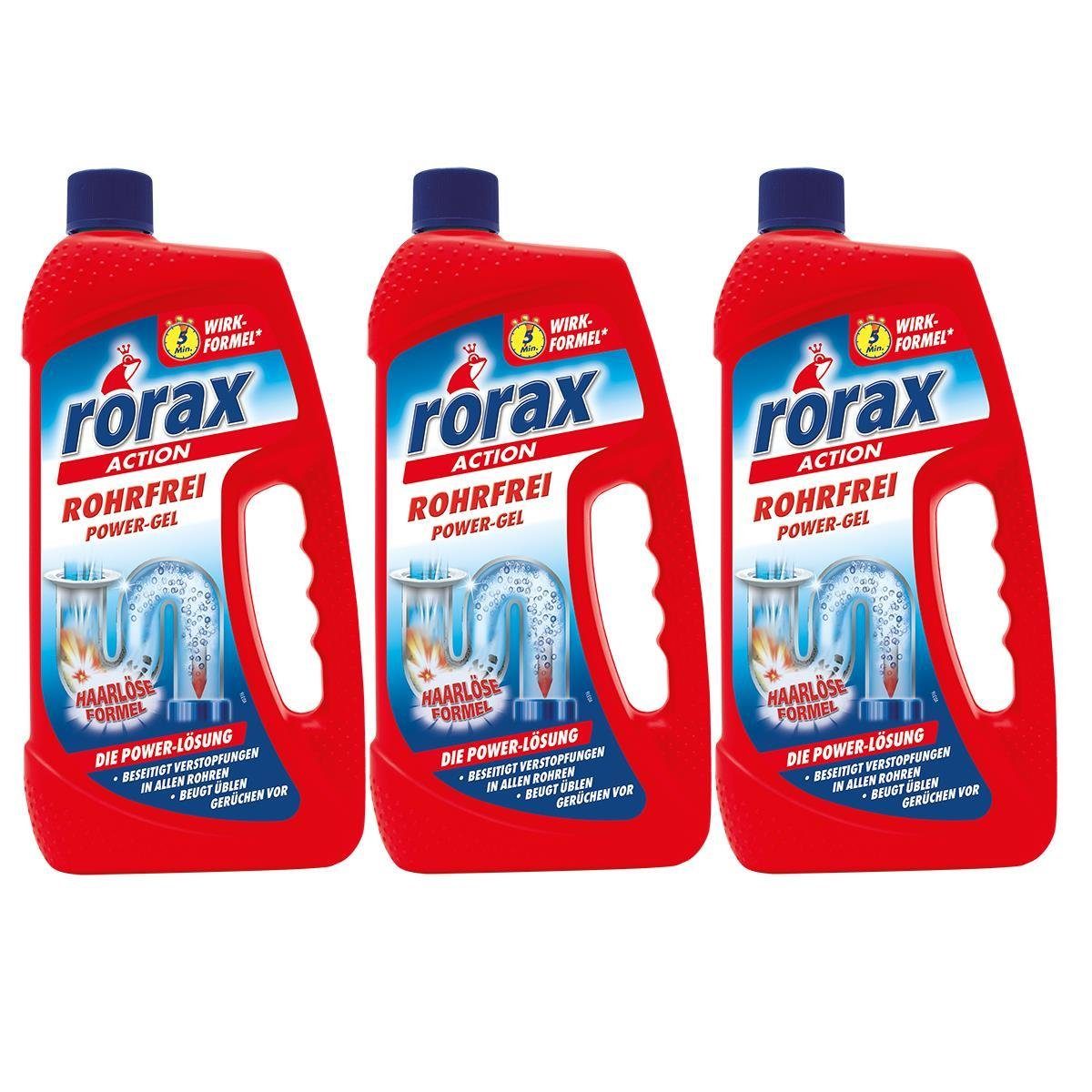 rorax 3x rorax Rohrfrei 1 Rohrreiniger - Liter Haare Löst auf Power-Gel selbst