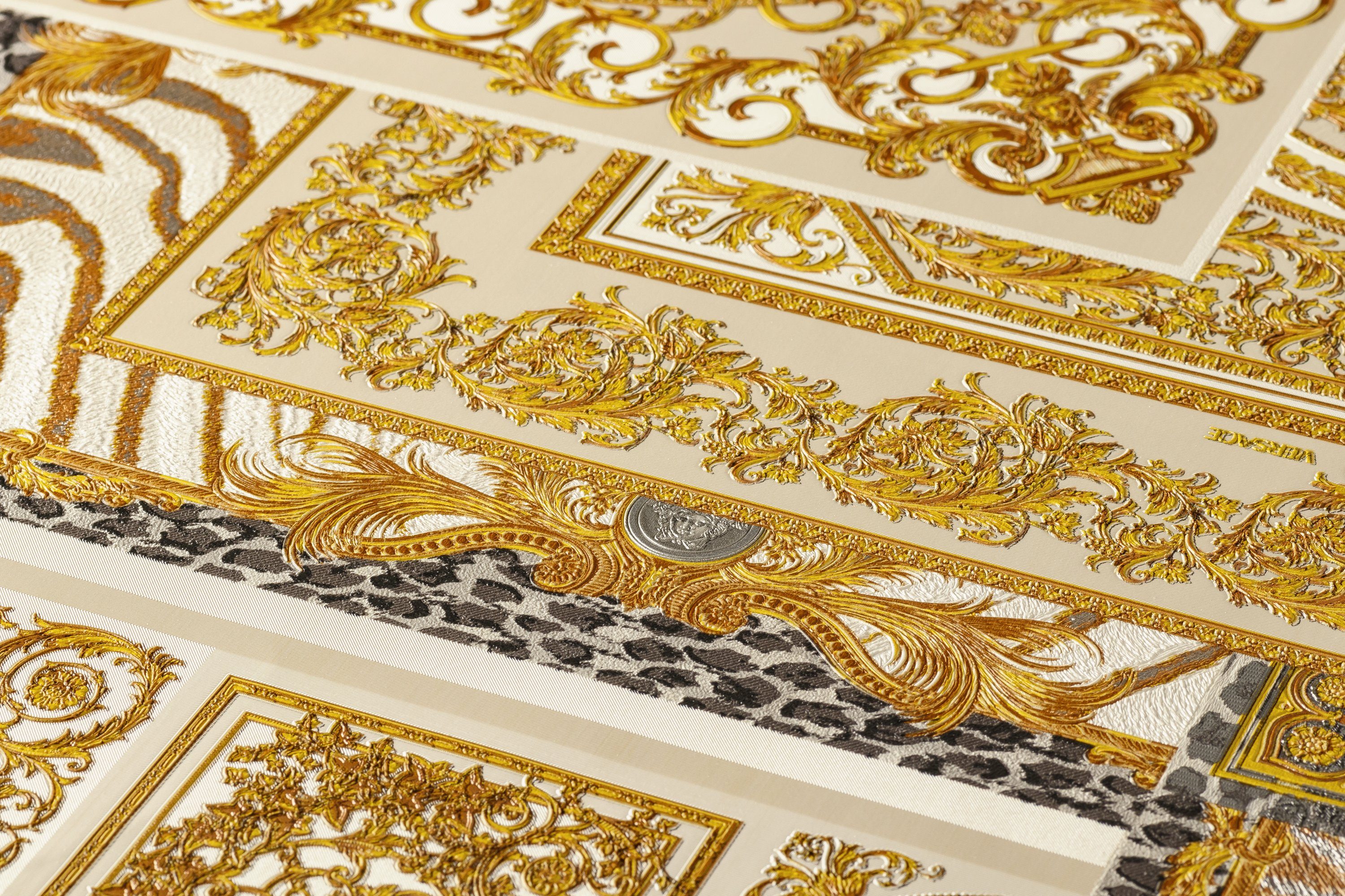Versace Vliestapete Versace wallpaper Versace 4, Barock Tapete, gold, silber 370484