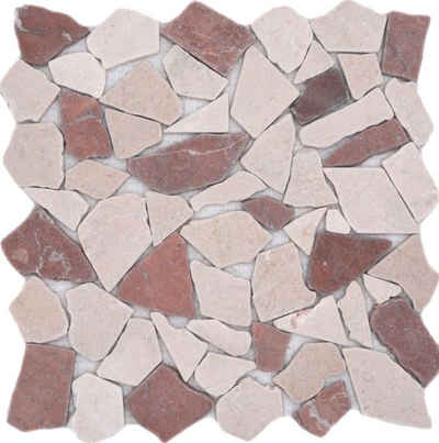 Mosani Bodenfliese Mosaik Bruch Marmor Naturstein rot beige Polygonal Rosso Küche