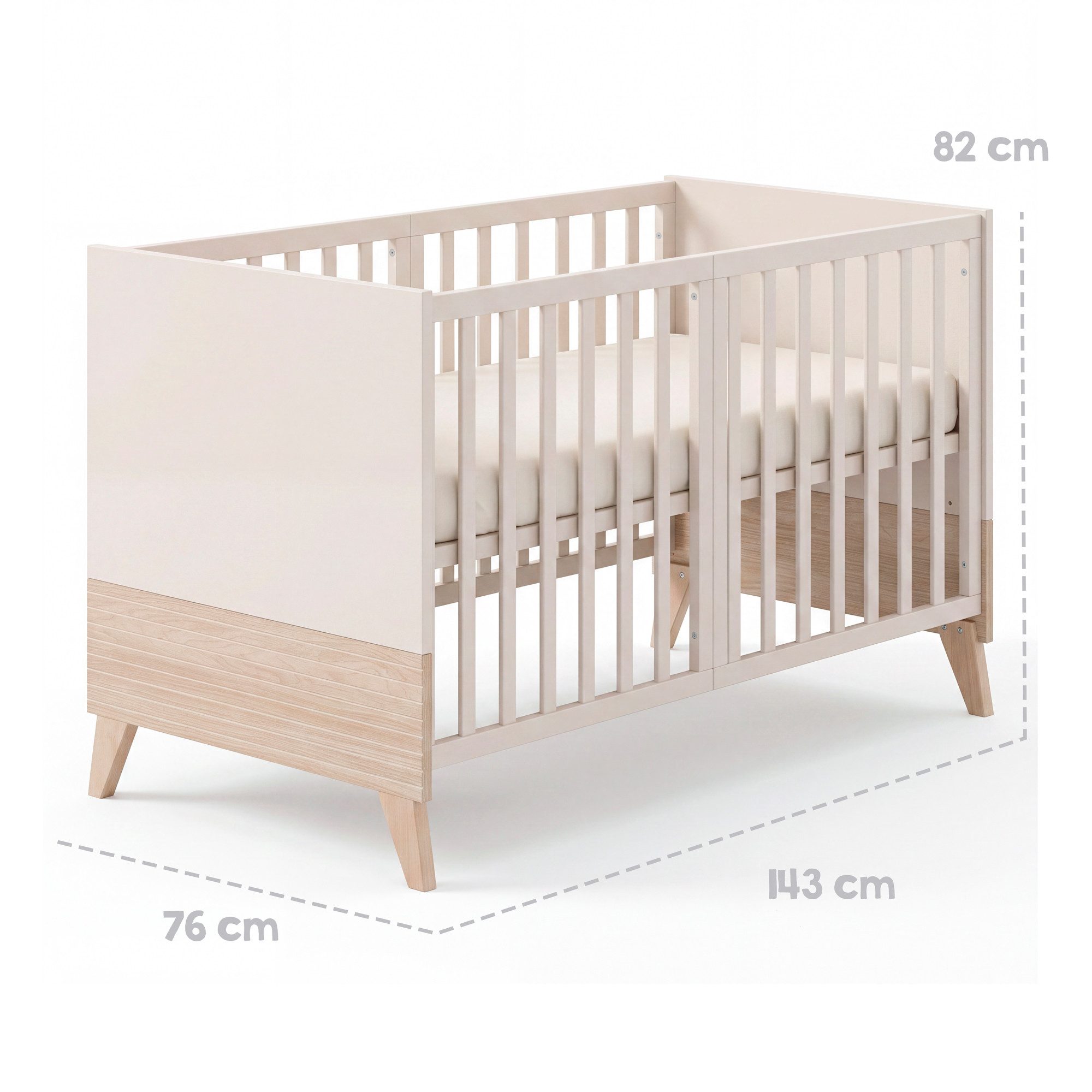 roba® Babybett 70 x 140 cm - verschiedene moderne Designs - aus Holz - mitwachsend, praktisches Gitterbett - Baby Bett ab Geburt - höhenverstellbar – Bild 4 von 5