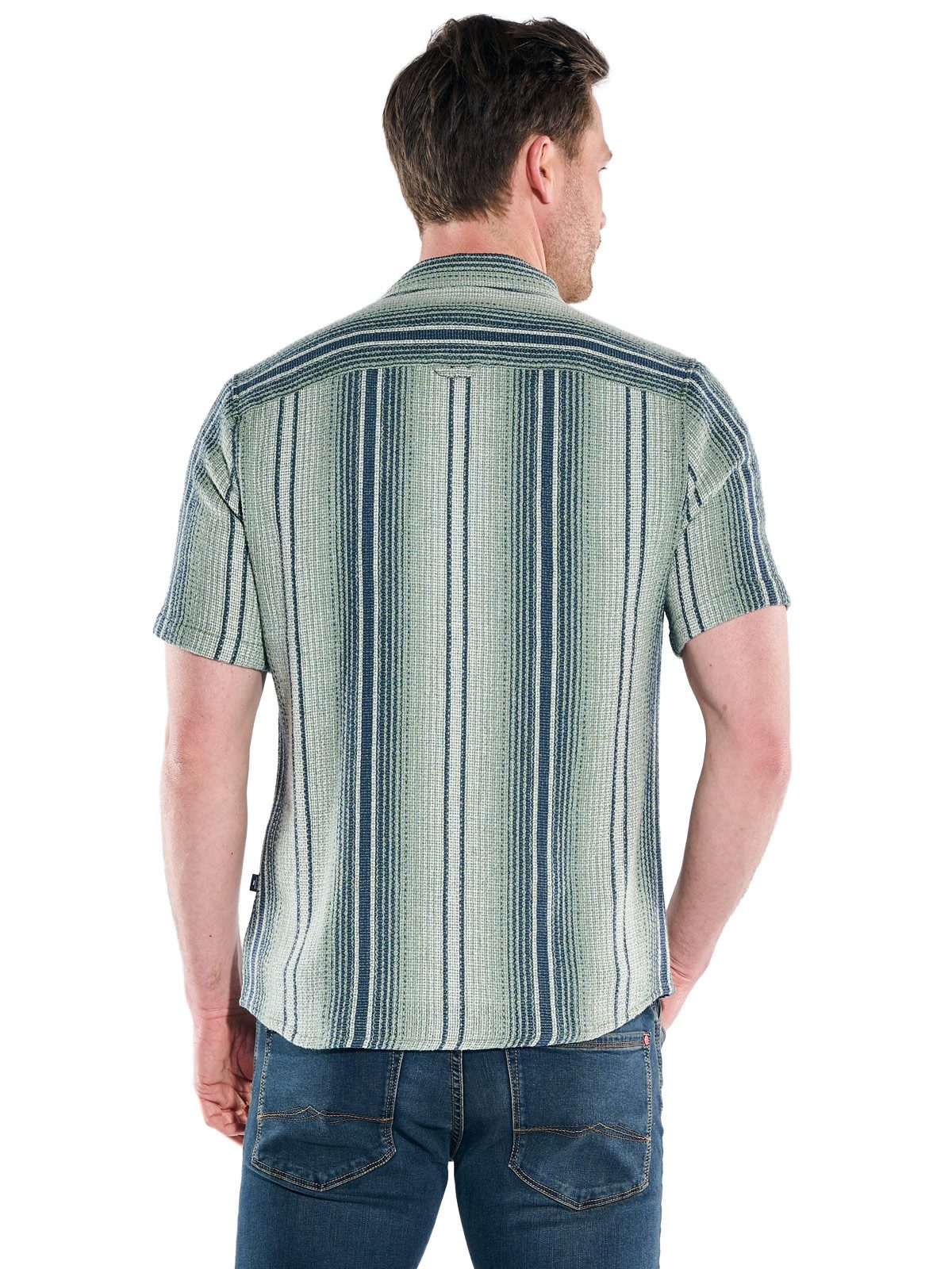 Engbers Kurzarmhemd Herren Kurzarm-Overshirt in Strickoptik, Gruen günstig online kaufen
