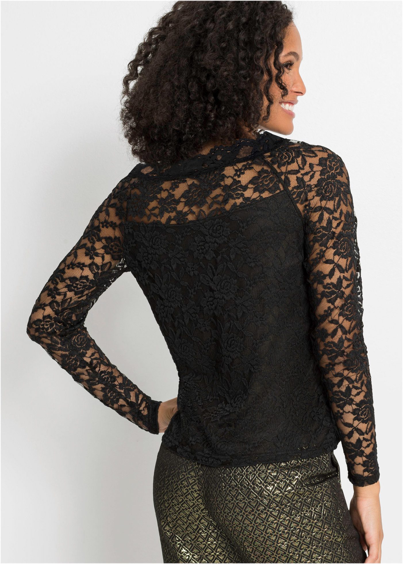 bonprix Langarmshirt Spitzen-Langarmshirt günstig online kaufen