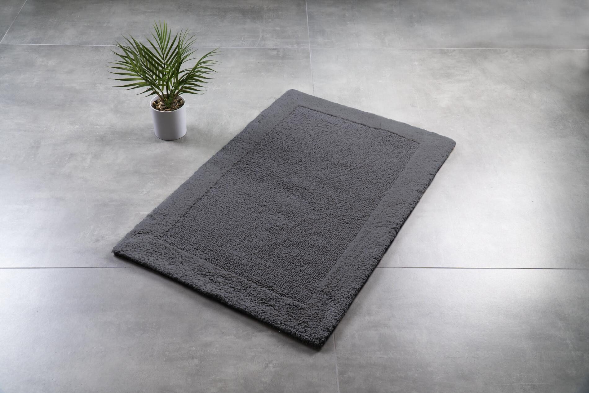 Ridder Badematte Amelie dunkelgrau, Höhe 55 mm, 100% Baumwolle – Organic Cotton