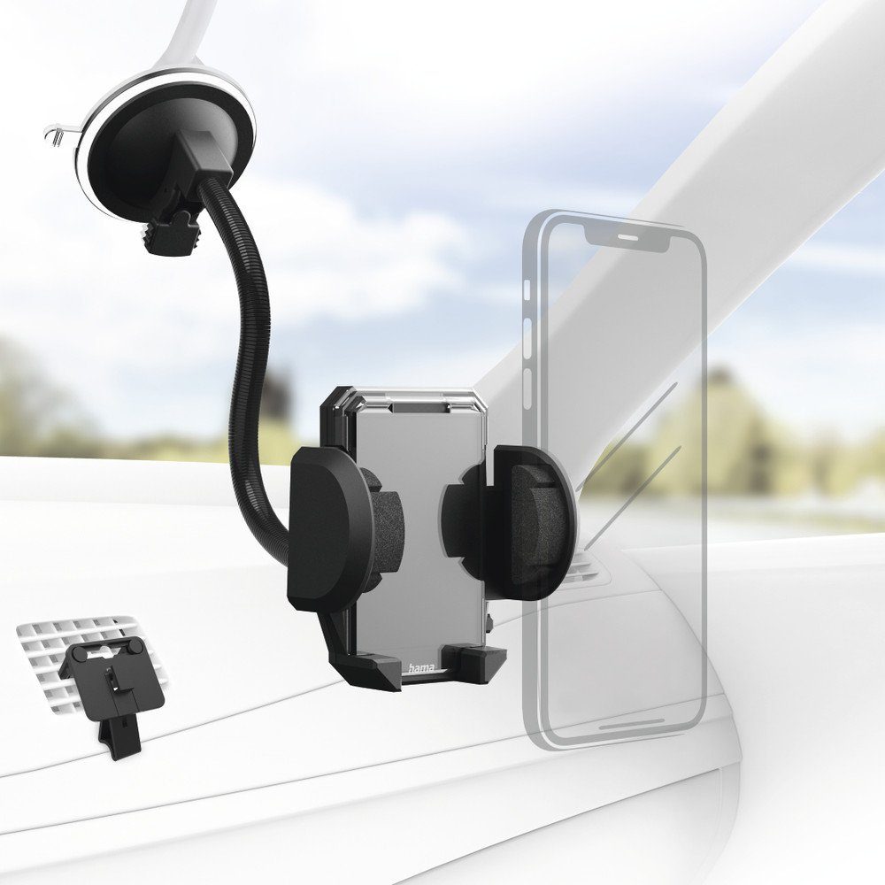 Hama 2in1 Auto Handyhalterung Set Multi für Lüftung und Scheibe  Smartphone-Halterung, (passend für Smartphone Größe :4 - 11 cm)