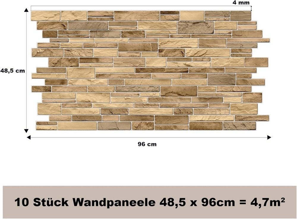 MDEKOR 3D Wandpaneel PVC Wandverkleidung 48,5x96 cm für Küche, Bad & mehr, (10-tlg) Model 0014, 10 Stück = 4,7 m2 – Bild 2 von 5