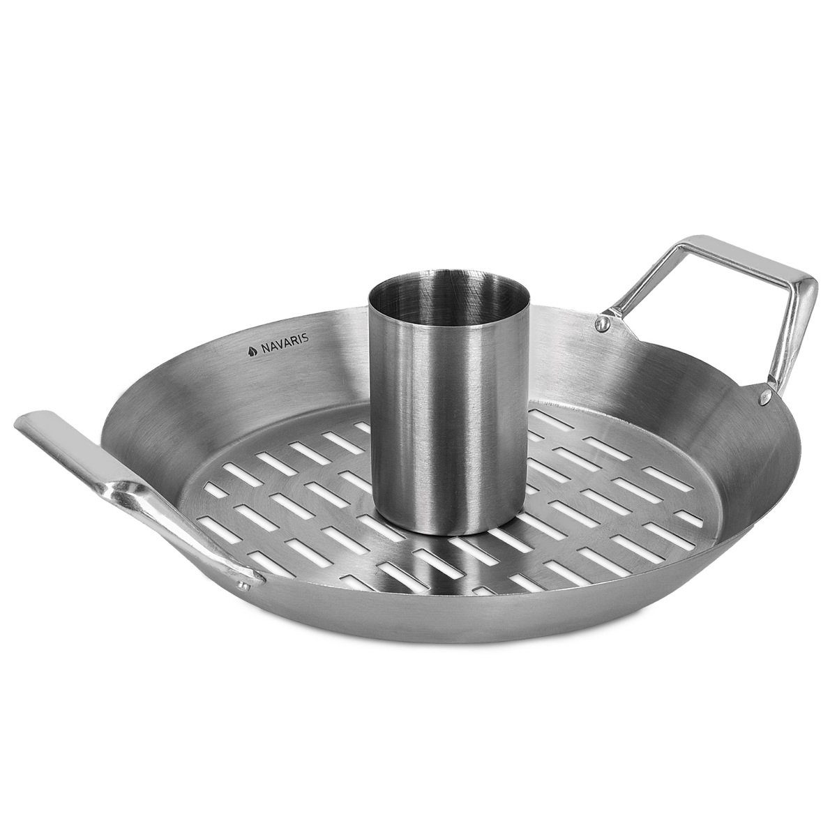 Grillschale Grill Hähnchen Halter - Edelstahl Bräter mit Aromabehälter