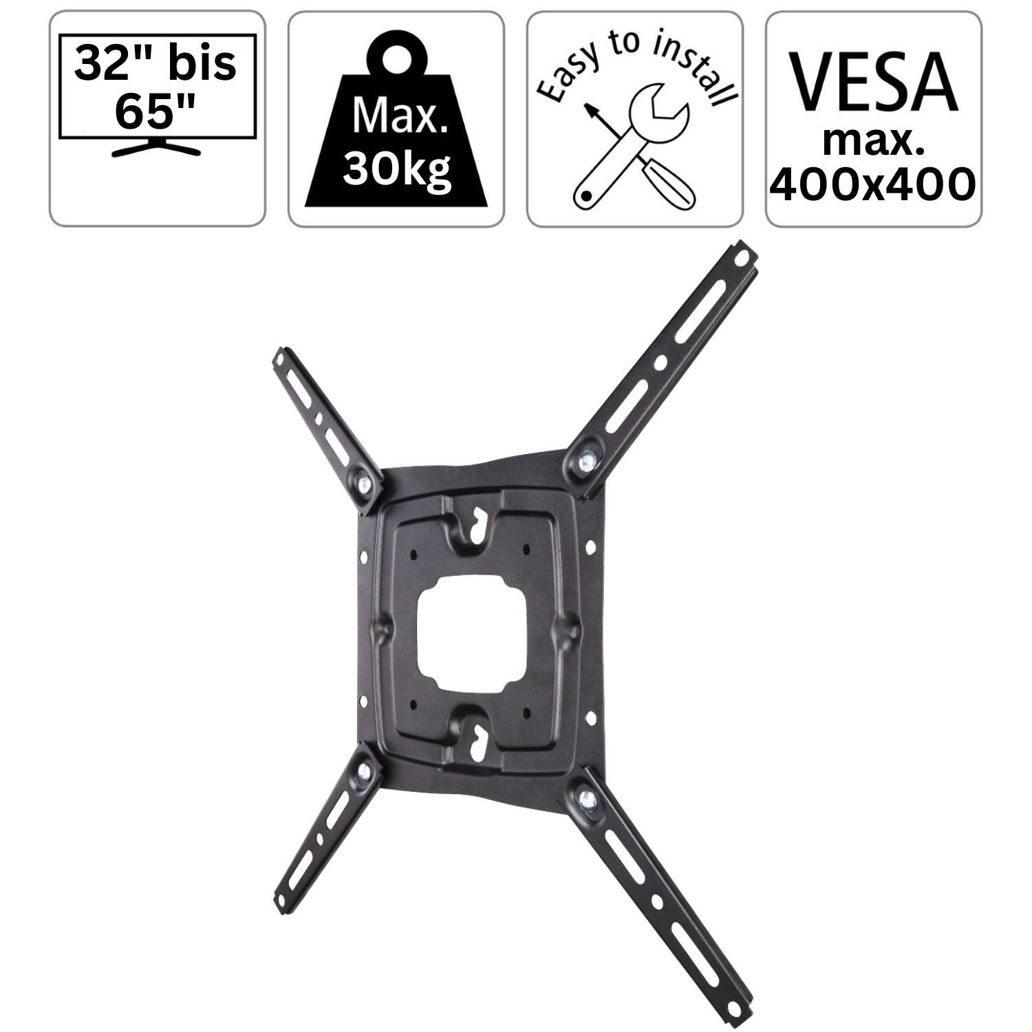 Thomson TV-Wandhalterung TV Wandhalterung FIX Super Slim 32" bis 65", (bis 65 Zoll, Fix Extrem Flach Fernseher Wandhalter Halterung Halter VESA 400 x 400)