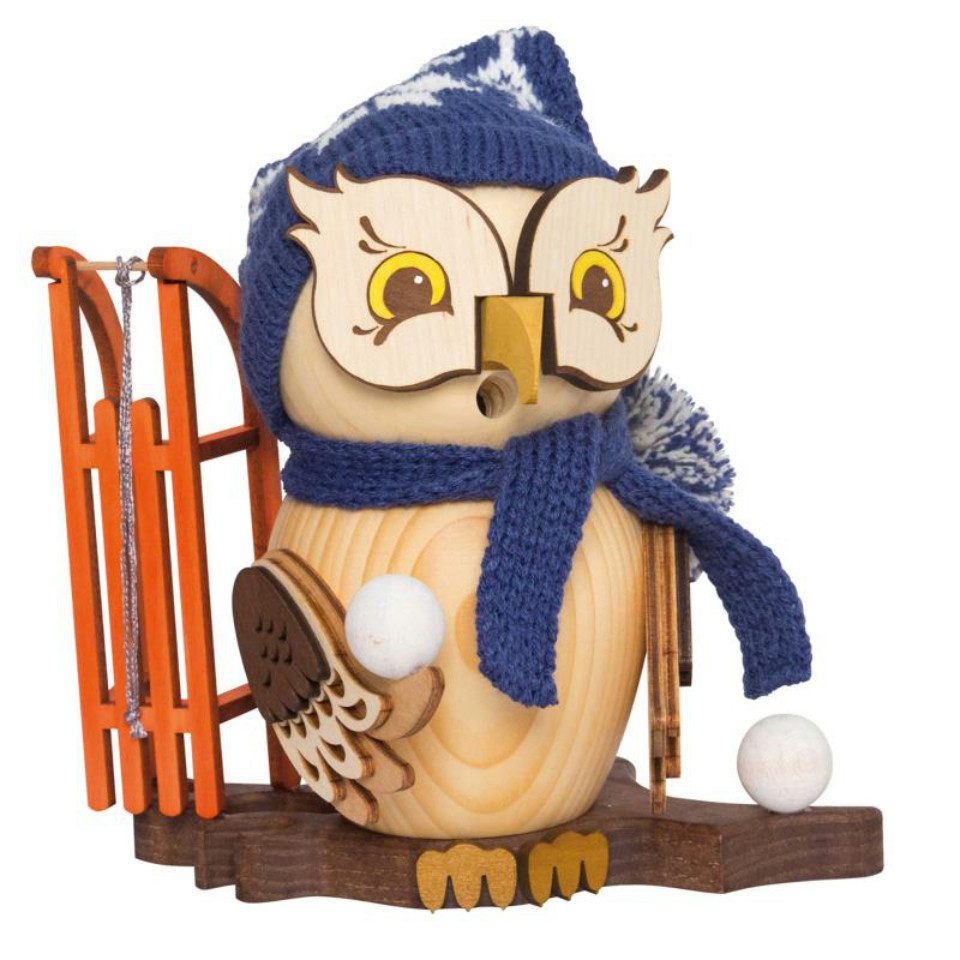 Kuhnert Weihnachtsfigur Kuhnert Räucherfigur Eule mit Schlitten (1 St)