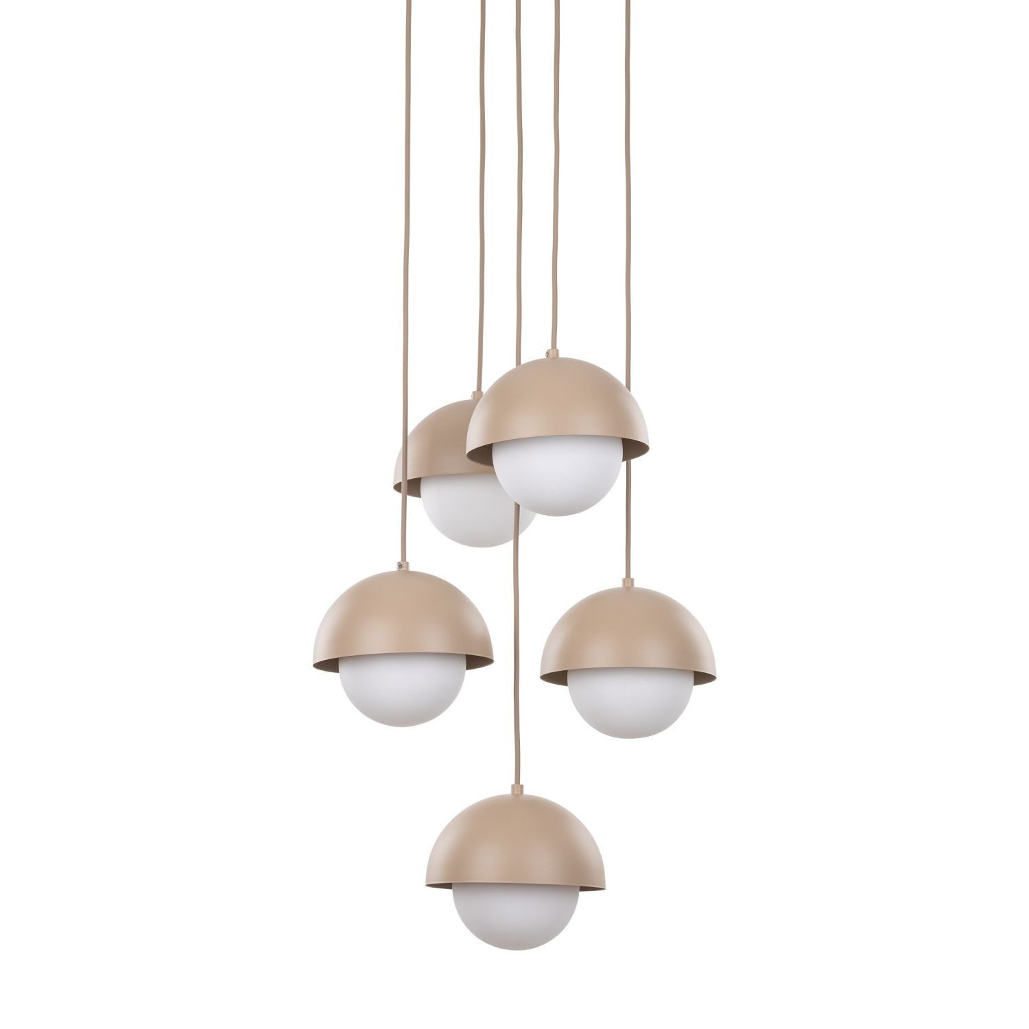 Licht-Erlebnisse Pendelleuchte DEVIN, ohne Leuchtmittel, Glas Metall H: max. 140 cm 32 cm breit Beige Weiß G9 Modern