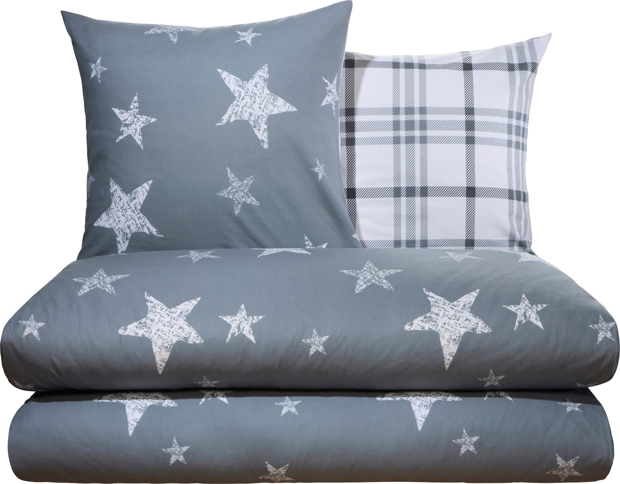 Erwin Müller Bettwäsche Wendebettwäsche Sparpaket 4-teilig, Biber, Karo günstig online kaufen